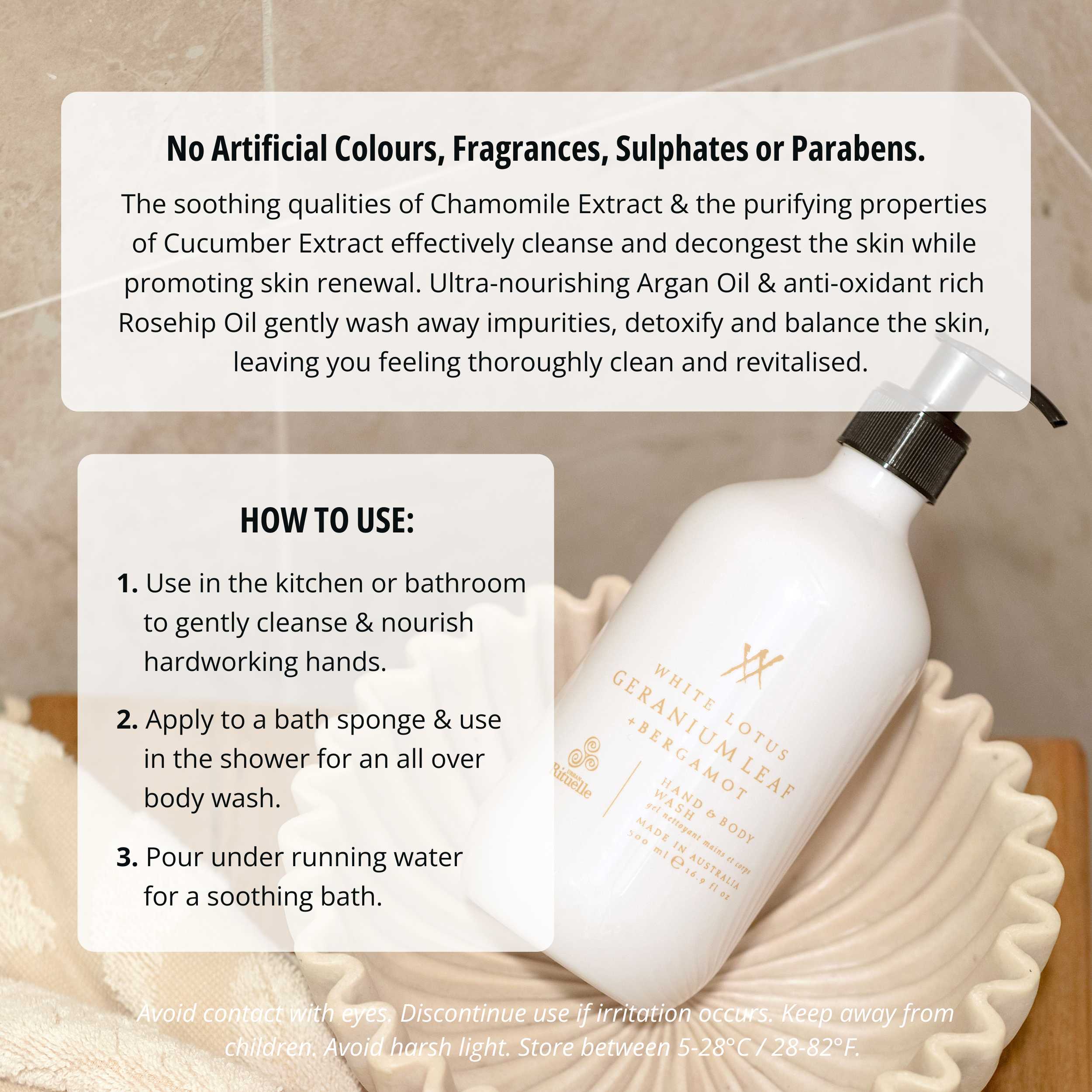 White Lotus, Geranium Leaf & Bergamot<br> Hand & Body Wash | 500ml