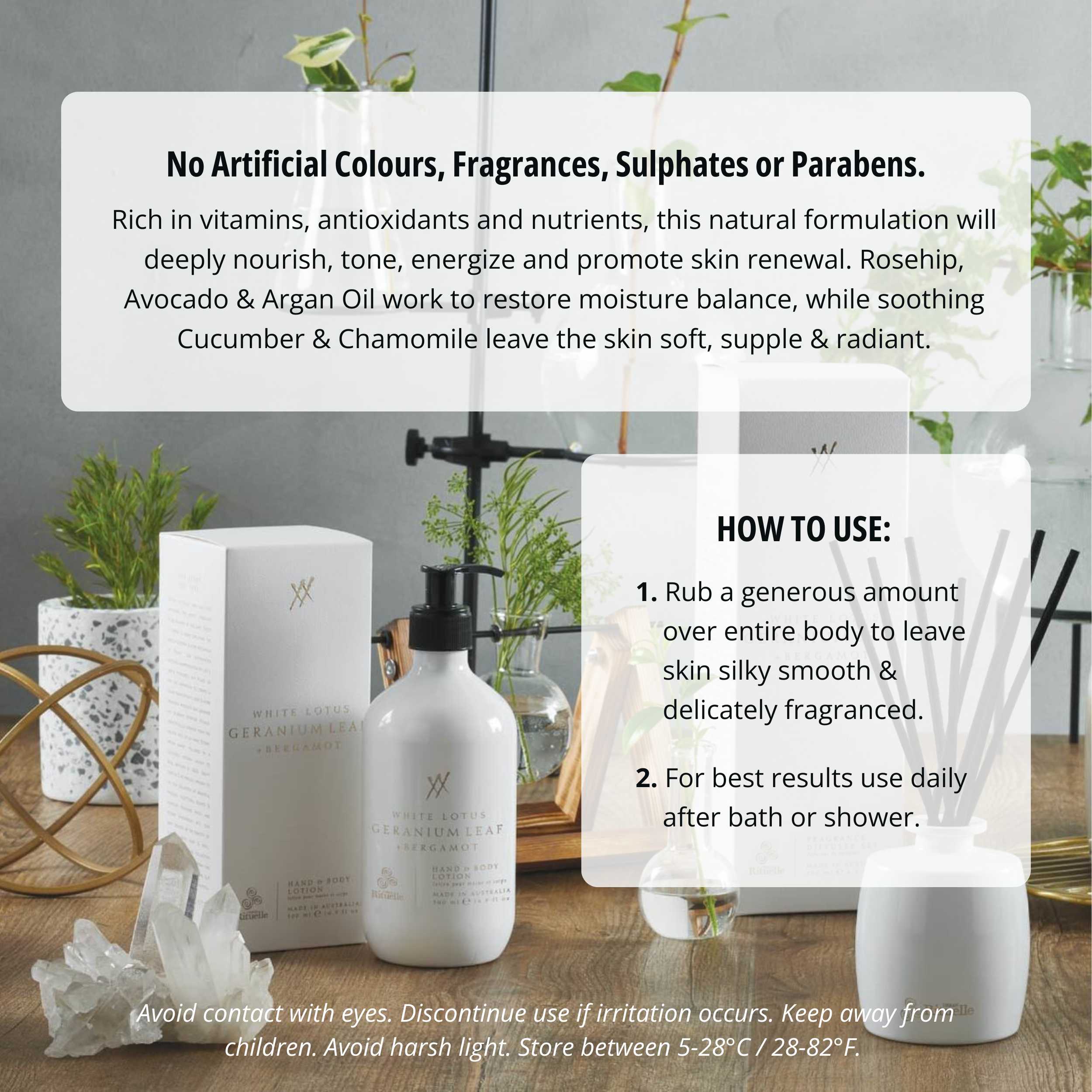 White Lotus, Geranium Leaf & Bergamot<br> Hand & Body Lotion | 500ml