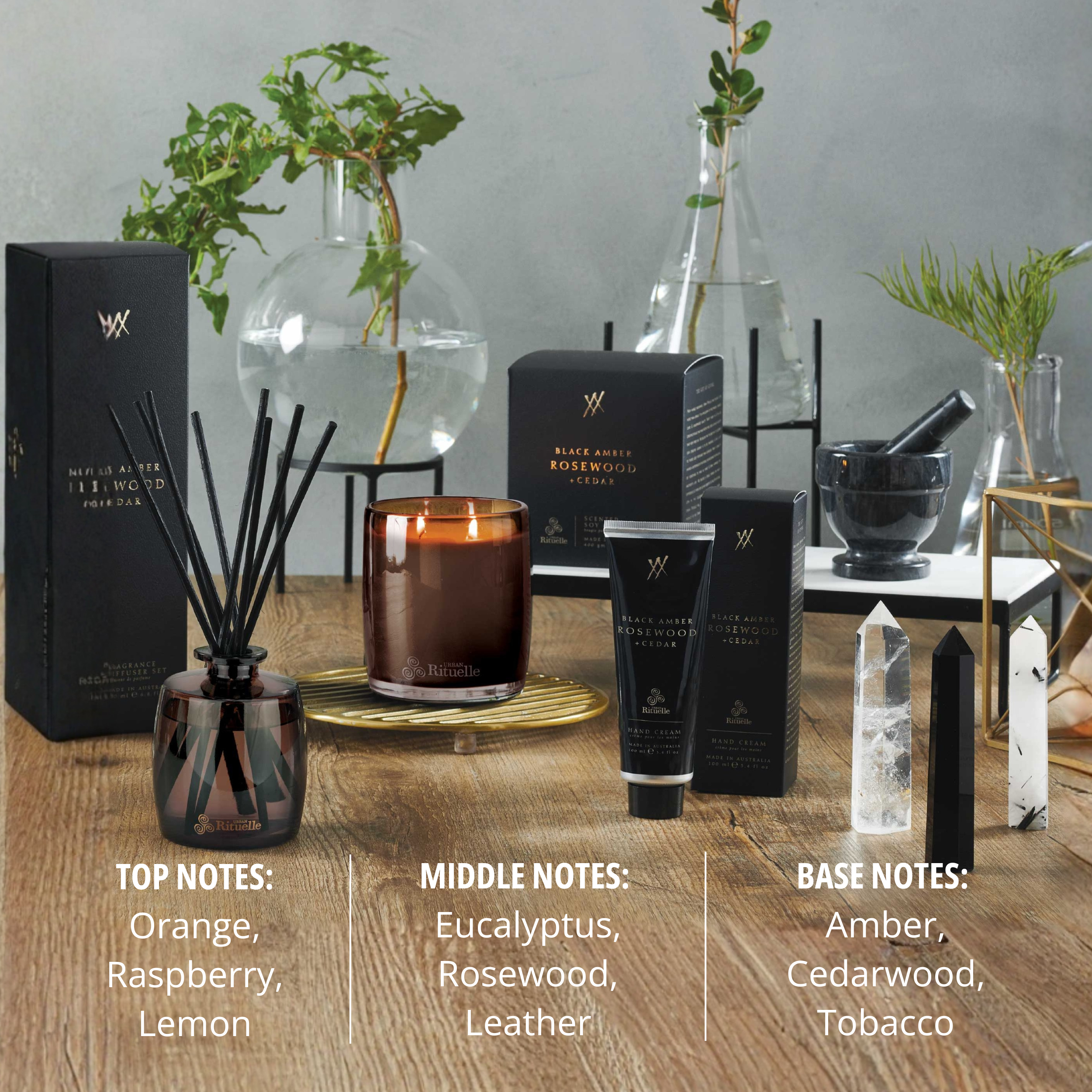 Black Amber, Rosewood & Cedar<br> Fragrance Diffuser Set | 220ml