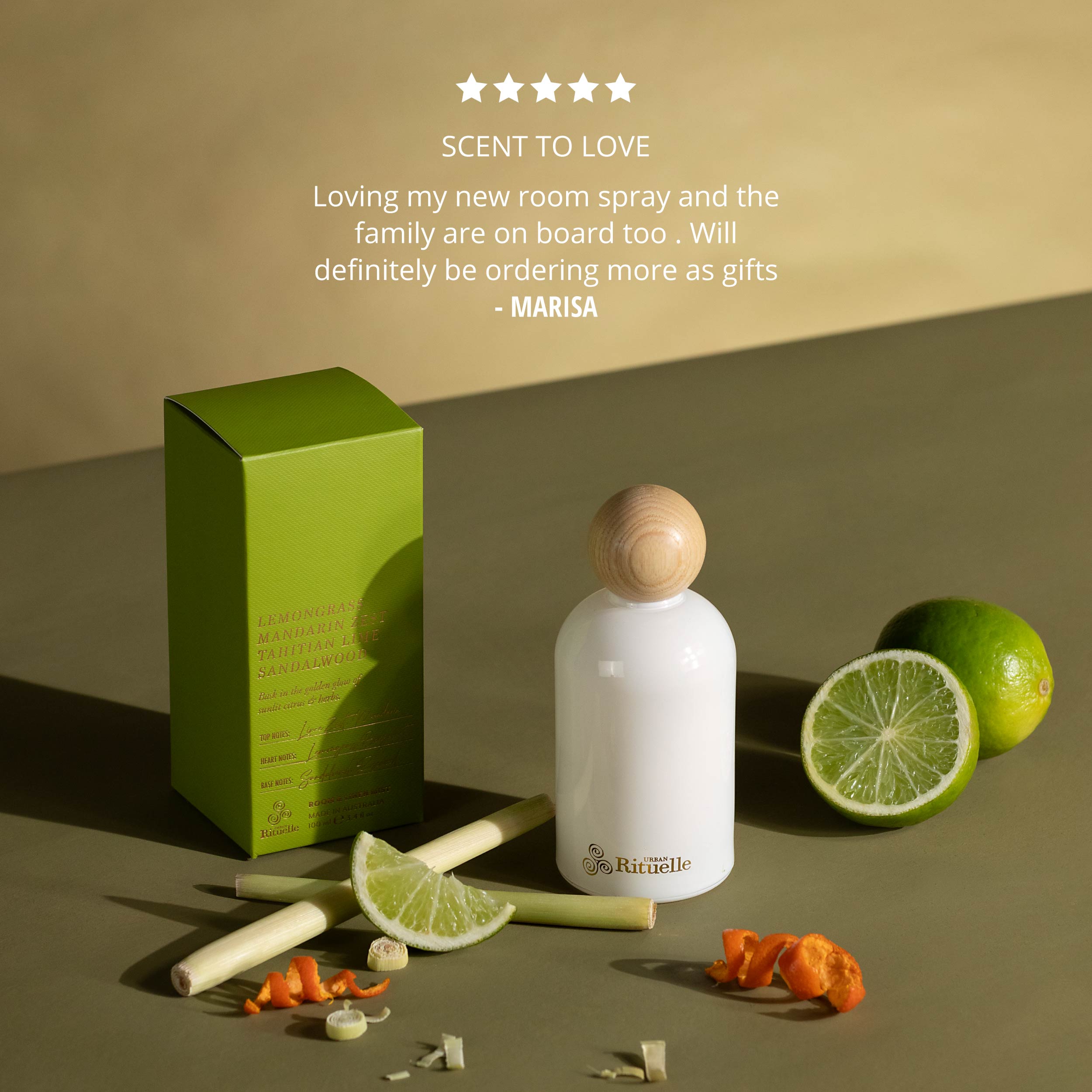 Lemongrass, Mandarin Zest, Tahitian Lime, Sandalwood<br> Room & Linen Mist | 100ml