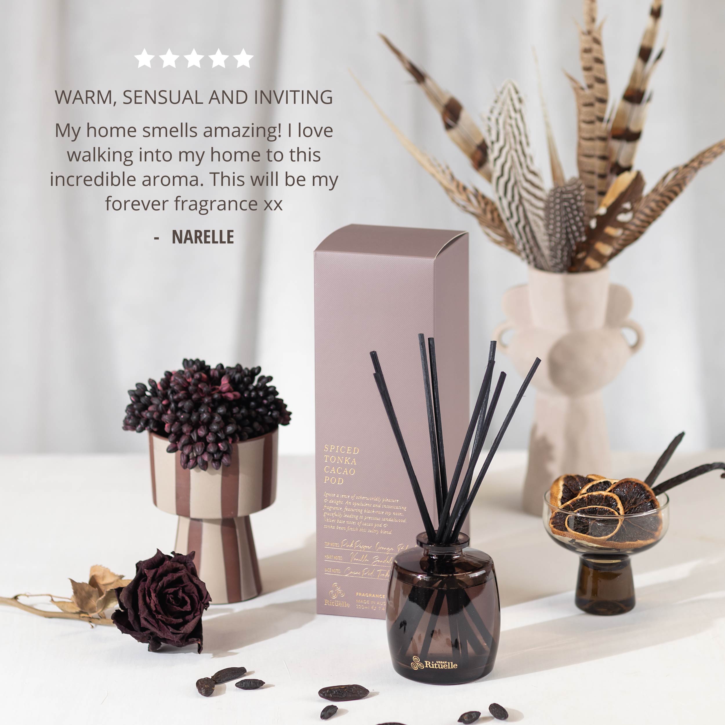 Spiced Tonka, Cacao Pod<br> Mini Fragrance Diffuser Set | 90ml