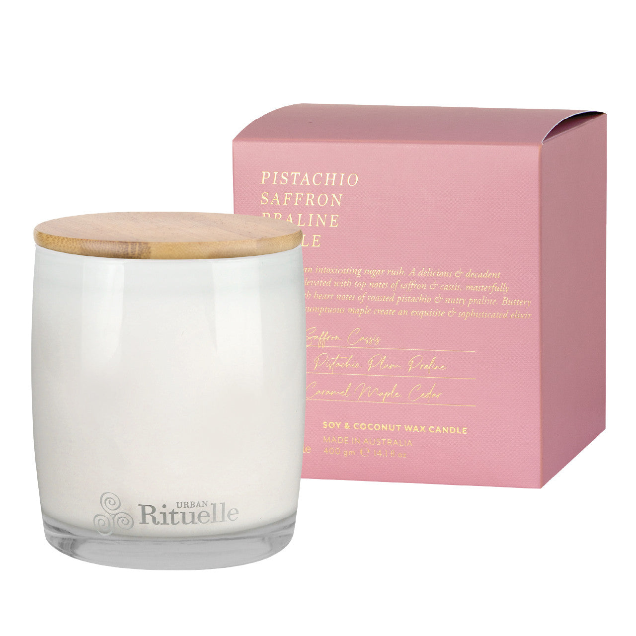 Pistachio, Saffron, Praline, Maple<br> Scented Soy Candle | 400gm