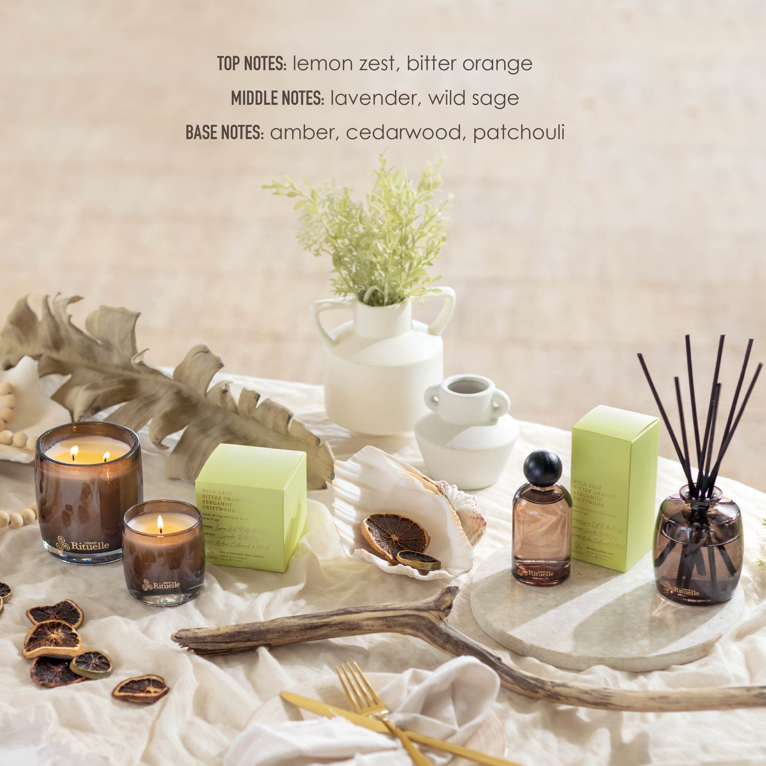 Wild Sage, Bitter Orange, Bergamot, Driftwood<br> Scented Soy Candle | 400gm