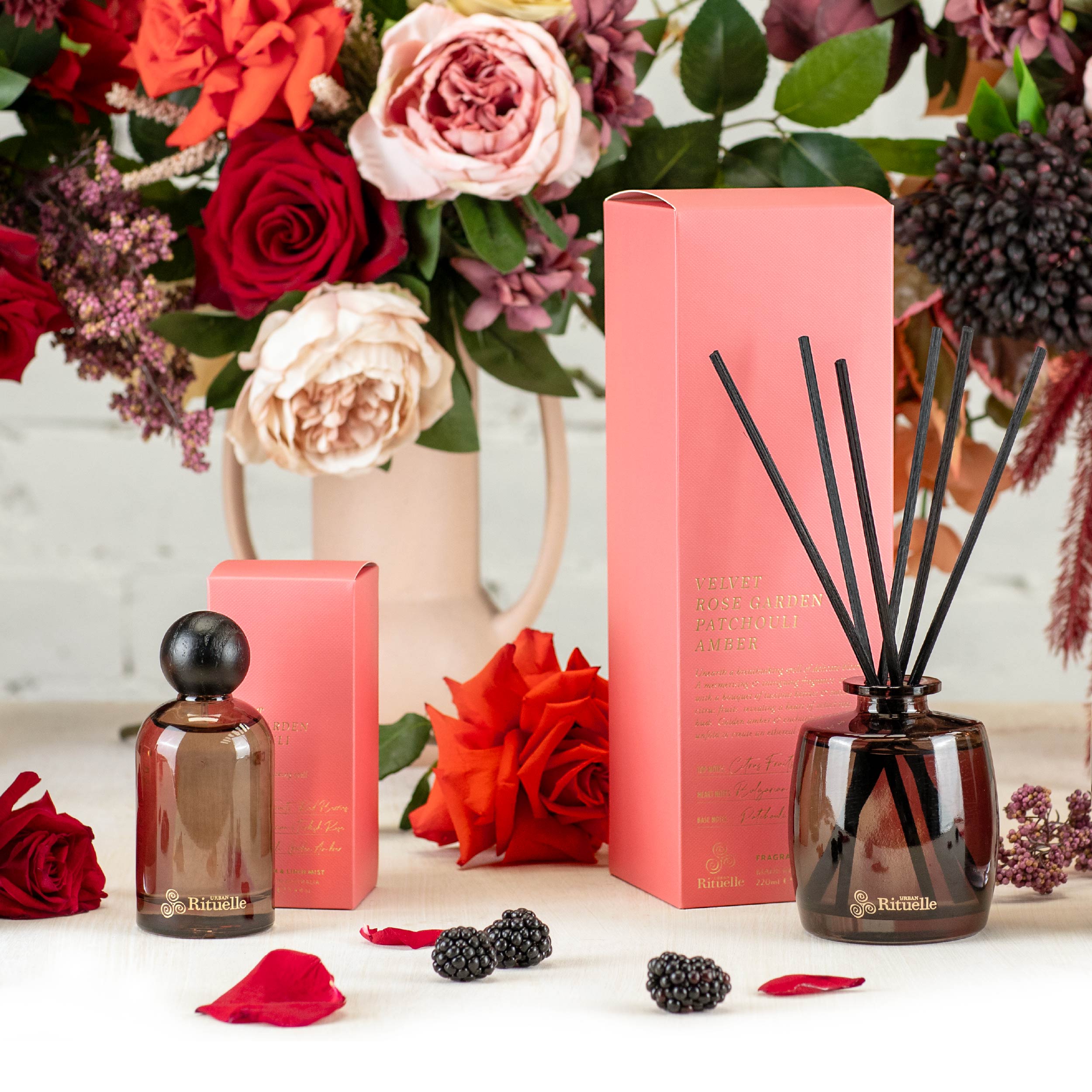 Velvet Rose Garden, Patchouli, Amber<br> Fragrance Diffuser Set | 220ml