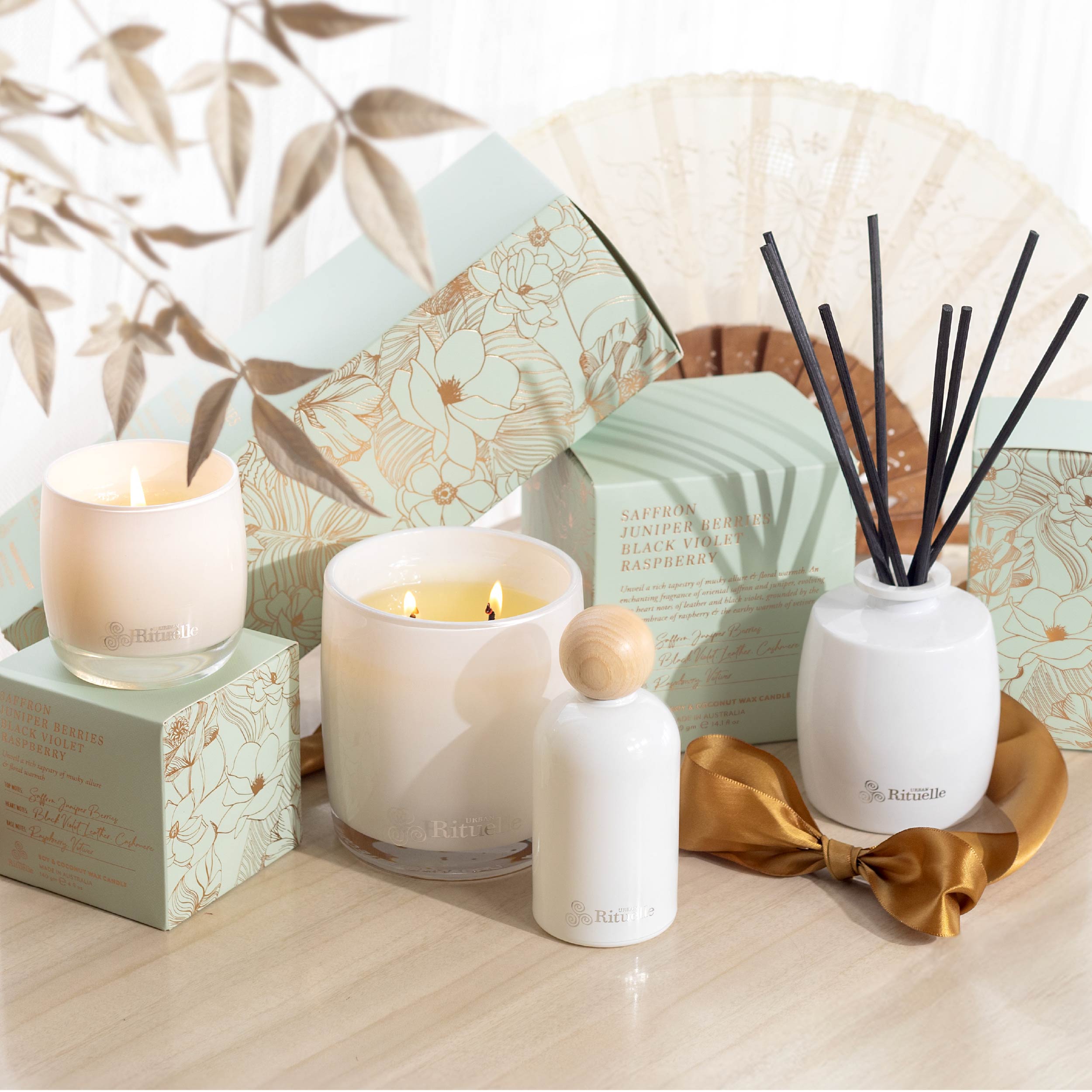 Saffron, Juniper Berries, Black Violet, Raspberry <br> Scented Soy Candle | 140gm