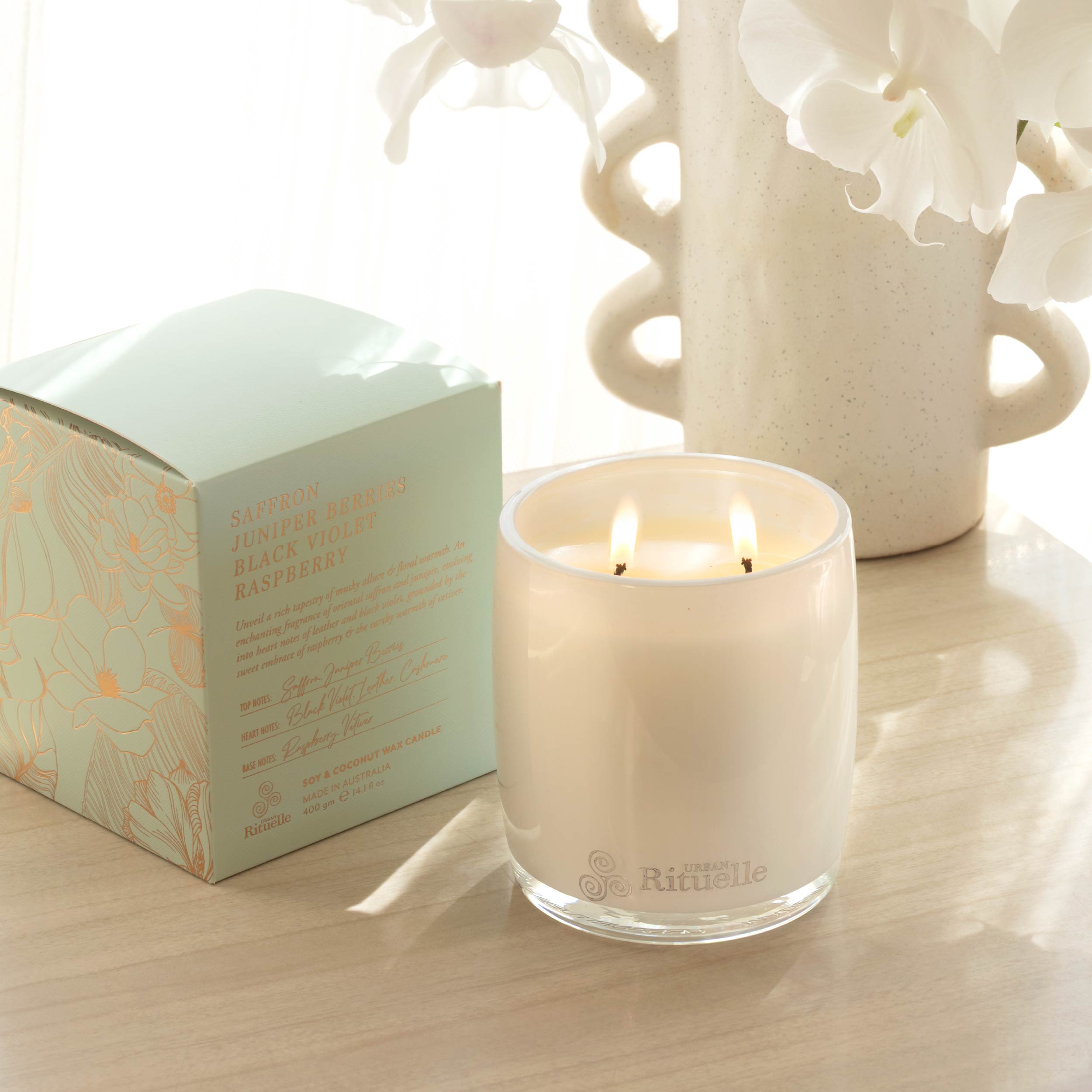 Saffron, Juniper Berries, Black Violet, Raspberry <br> Scented Soy Candle | 400gm