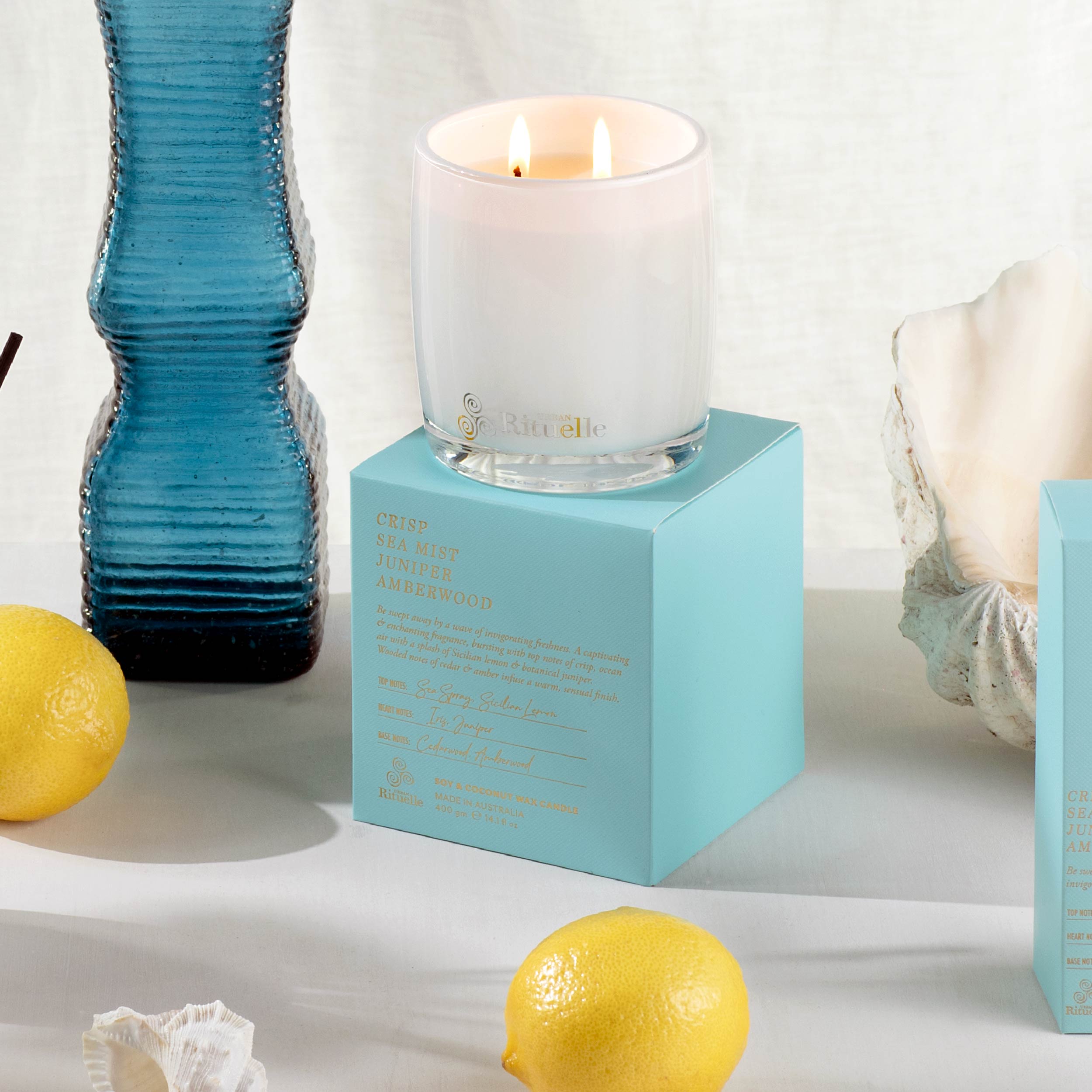 Crisp Sea Mist, Juniper, Amberwood<br>Scented Soy Candle | 400gm