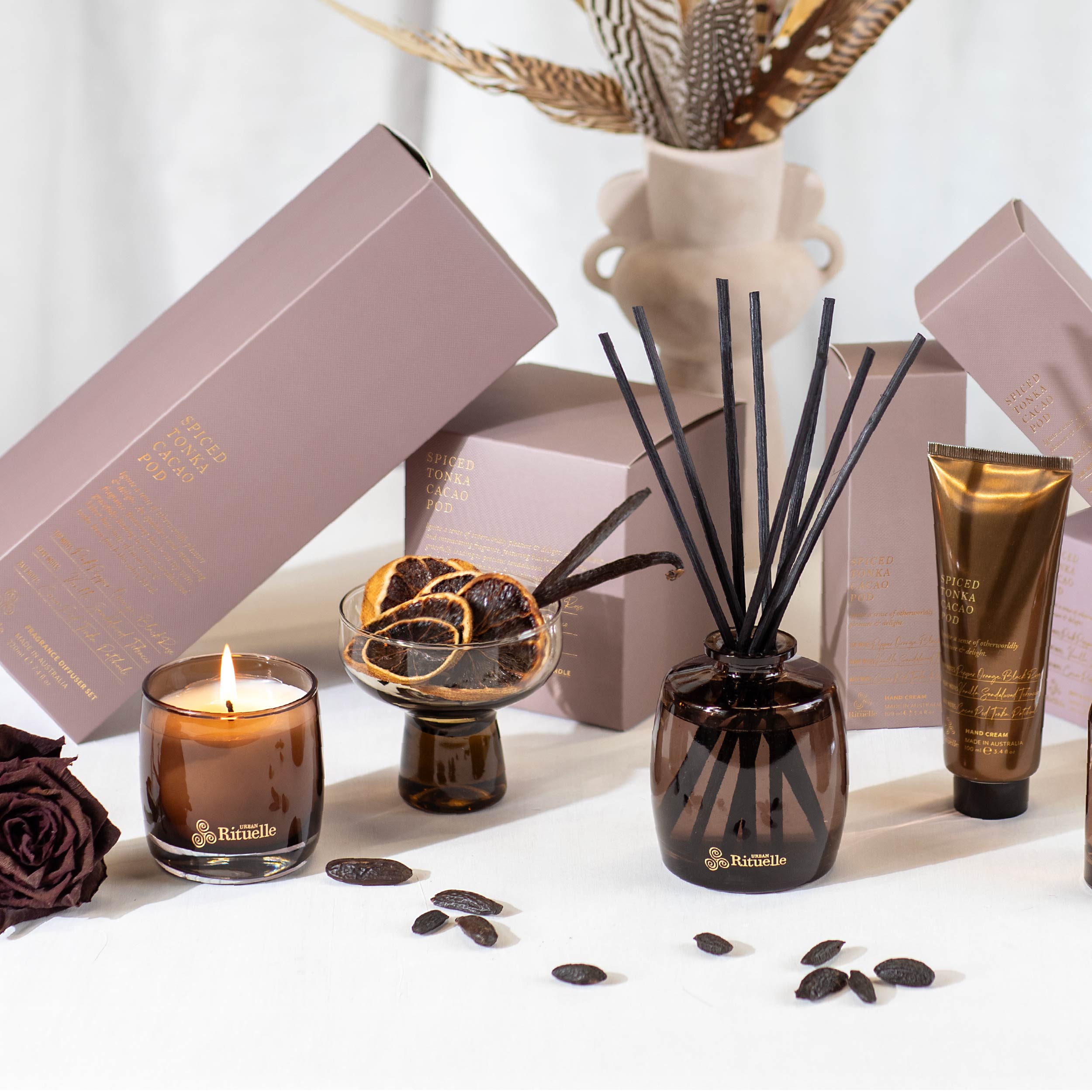 Spiced Tonka, Cacao Pod<br> Mini Fragrance Diffuser Set | 90ml