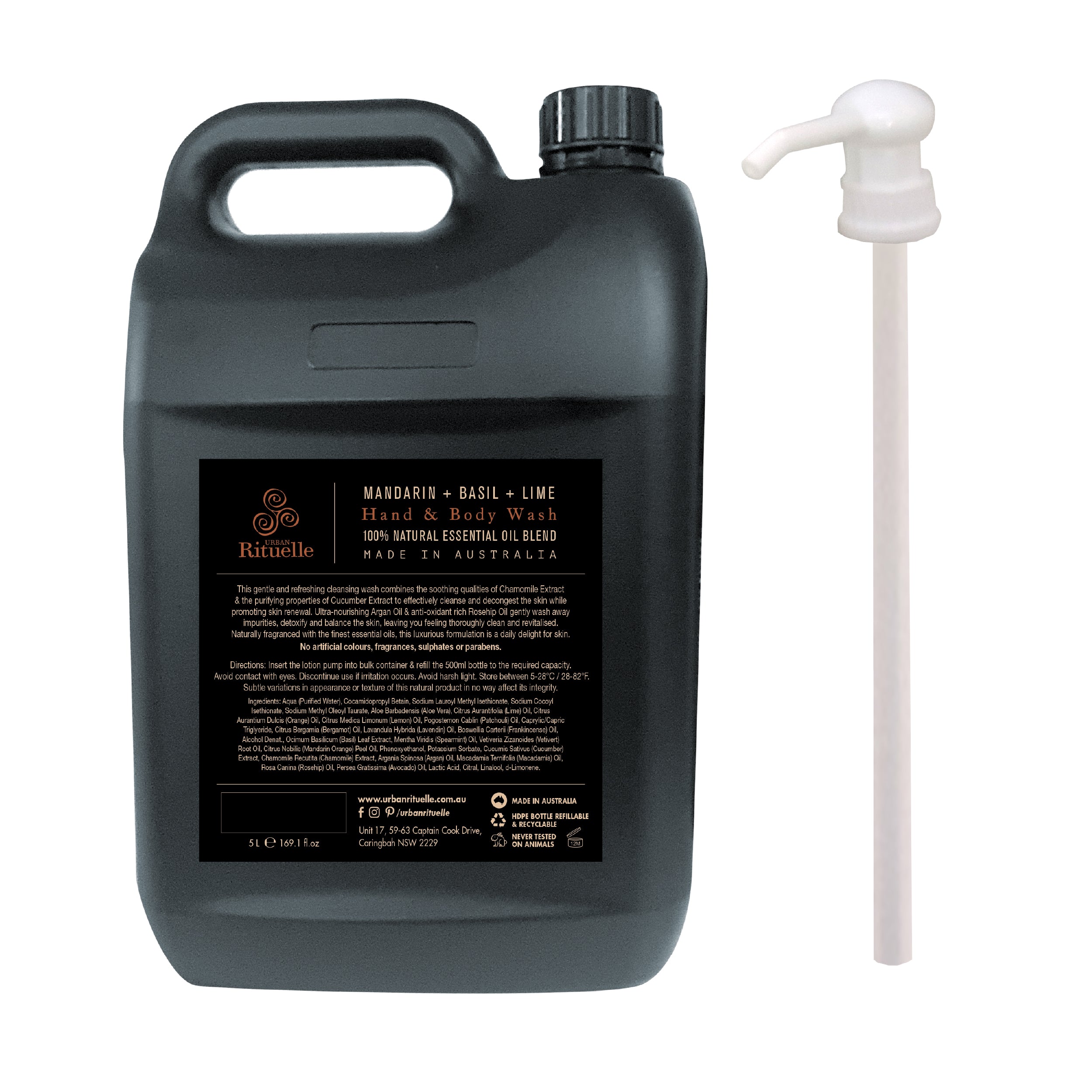 Mandarin, Basil & Lime<br>Hand & Body Wash | 5L Refill
