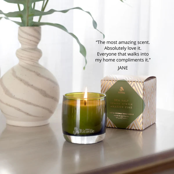 Sea Salt, Lemon Myrtle + Native Pine <br> Scented Soy Candle | 140gm