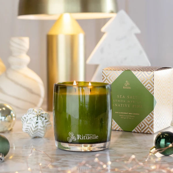 Sea Salt, Lemon Myrtle + Native Pine<br> Scented Soy Candle | 400gm
