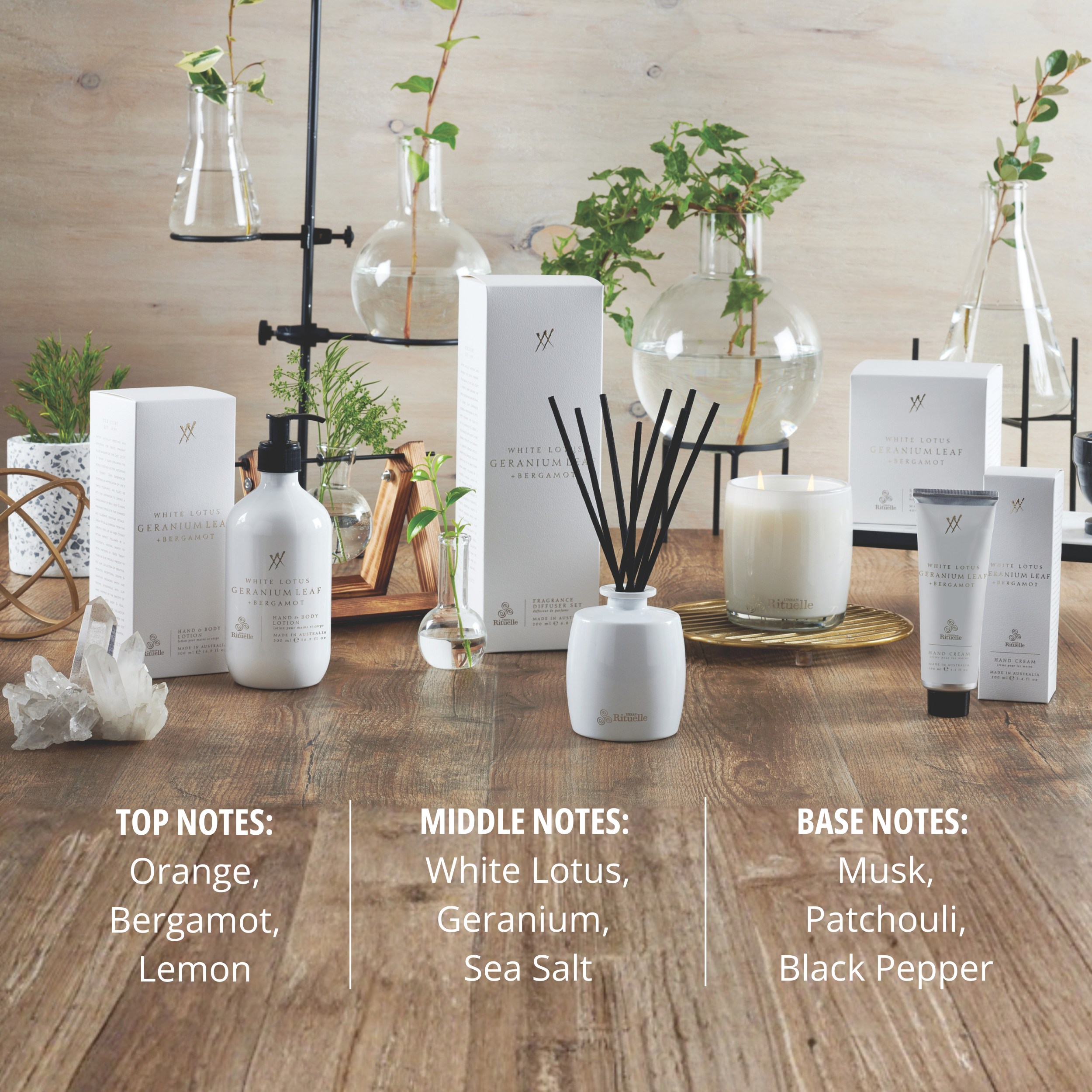 White Lotus, Geranium Leaf & Bergamot<br> Fragrance Diffuser Set | 200ml