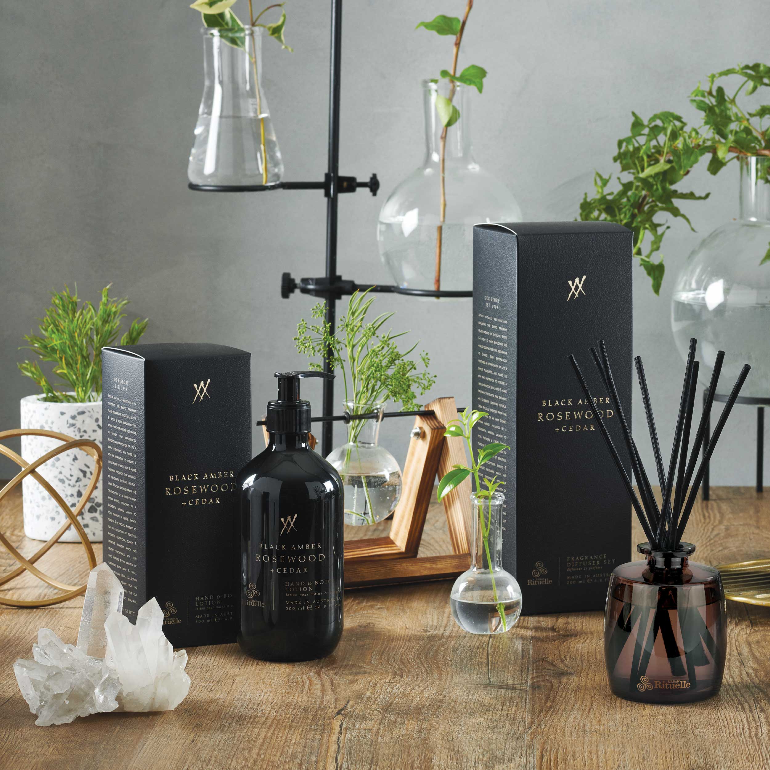 Black Amber, Rosewood & Cedar<br> Fragrance Diffuser Set | 200ml