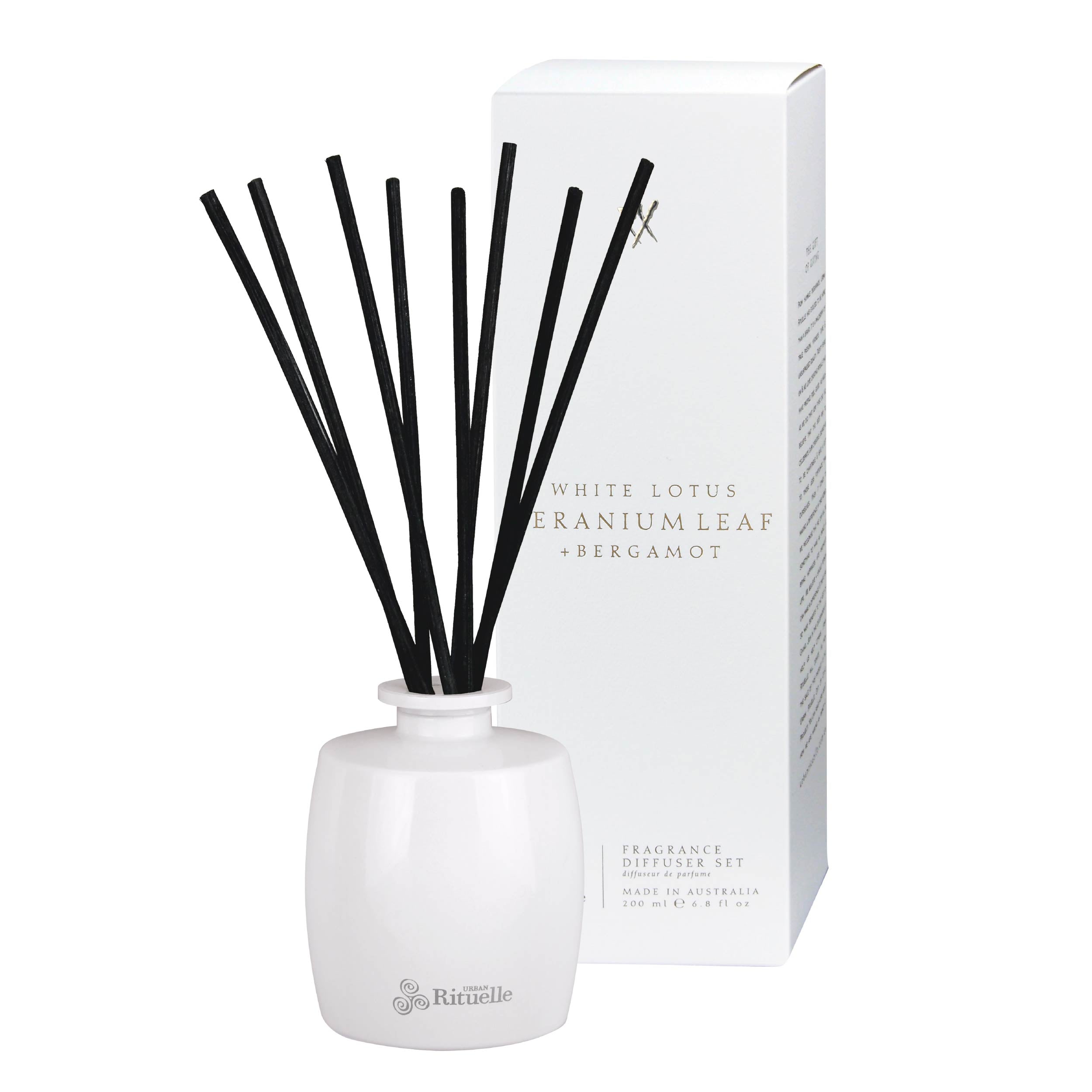 White Lotus, Geranium Leaf & Bergamot<br> Fragrance Diffuser Set | 200ml