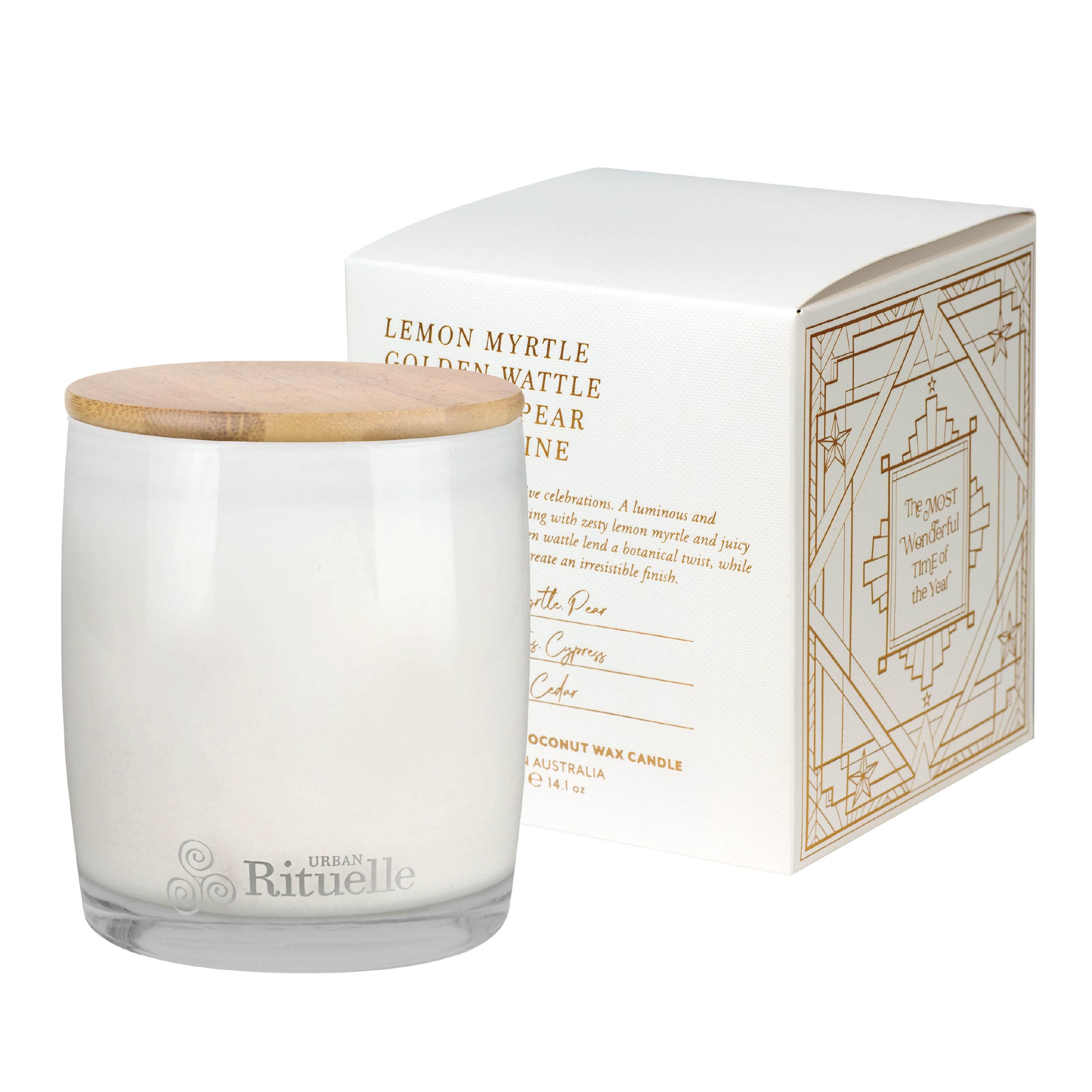 Lemon Myrtle, Golden Wattle, Poached Pear, Cypress Pine<br> Scented Soy Candle | 400gm