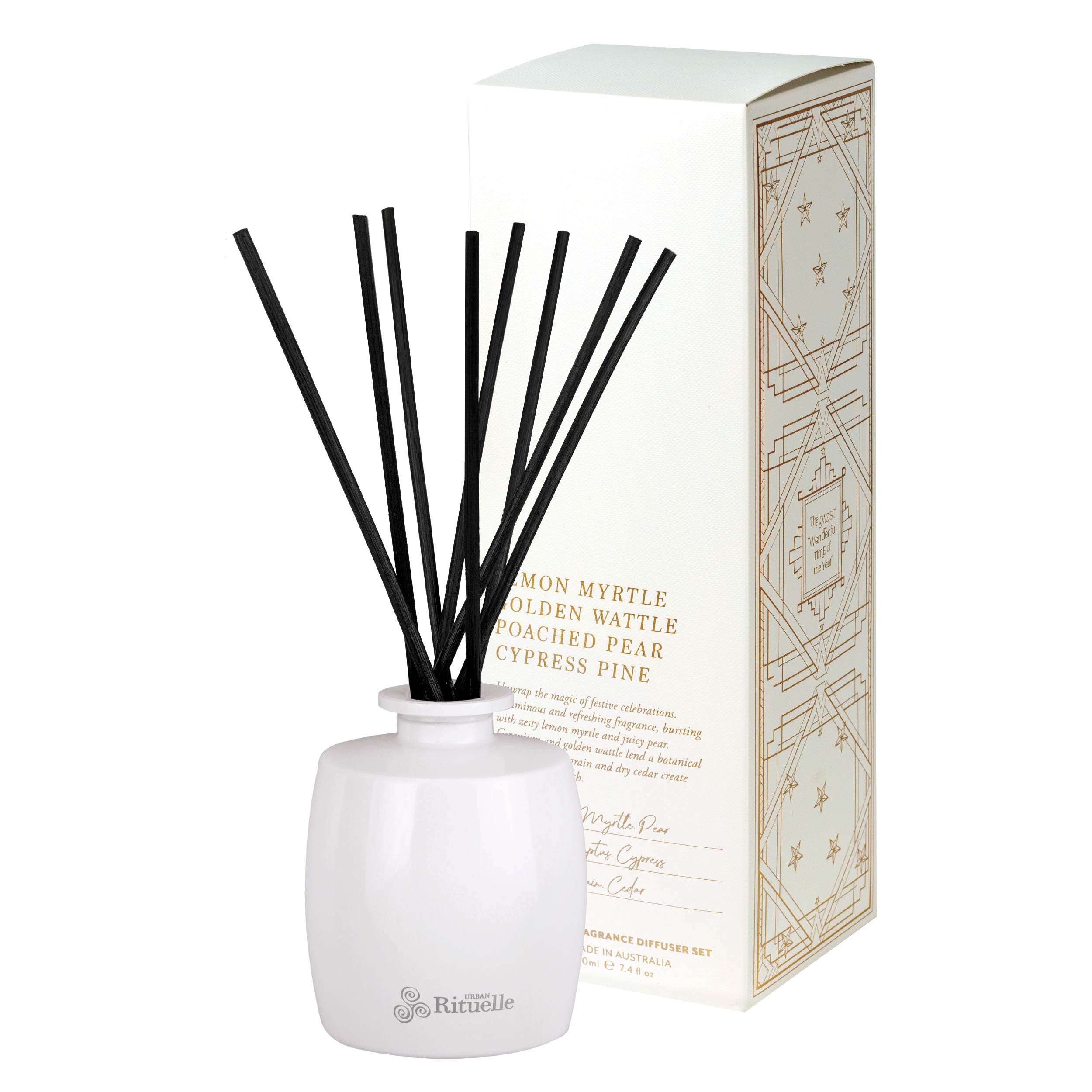 Lemon Myrtle, Golden Wattle, Poached Pear, Cypress Pine<br> Fragrance Diffuser Set | 220ml