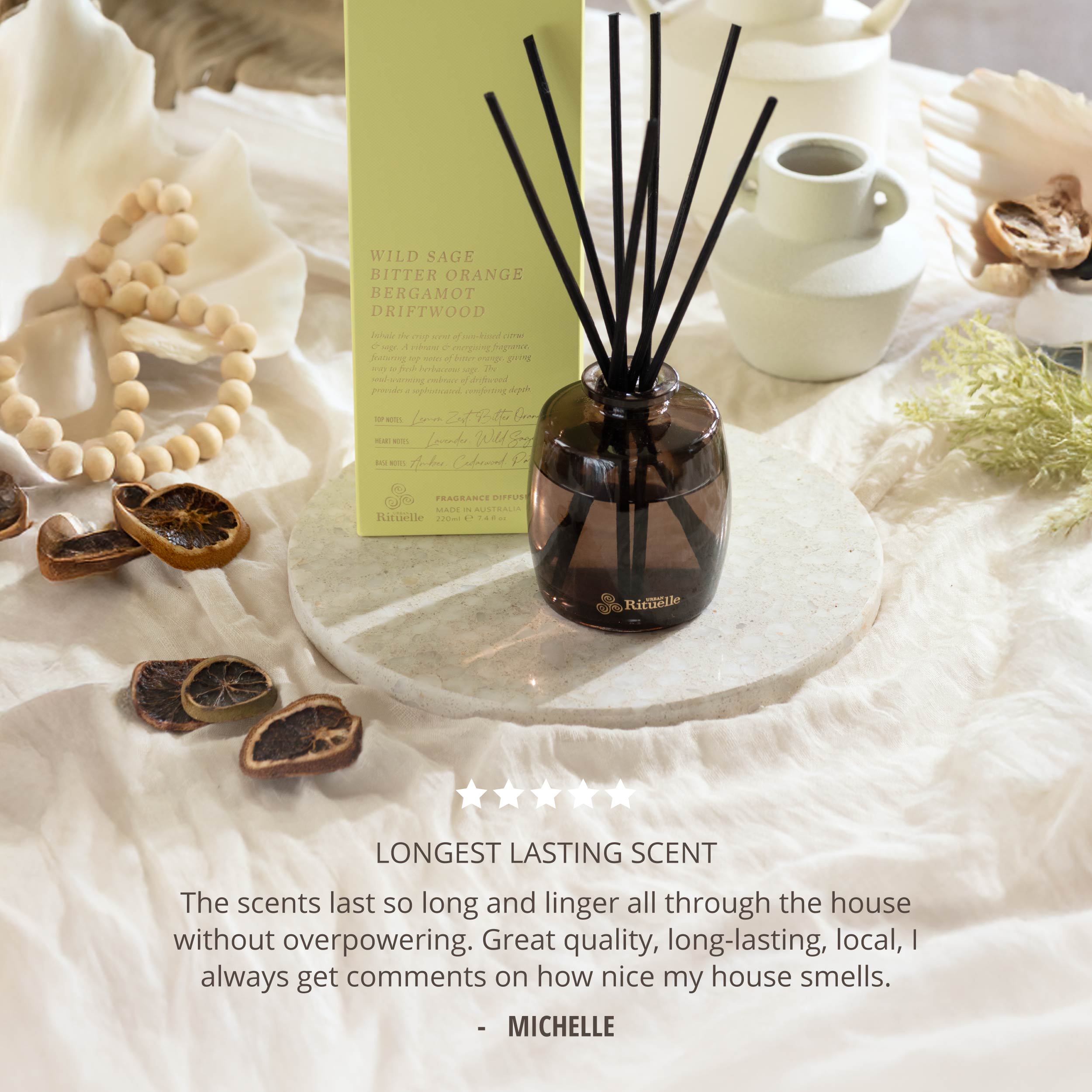 Wild Sage, Bitter Orange, Bergamot, Driftwood<br> Fragrance Diffuser Set | 220ml