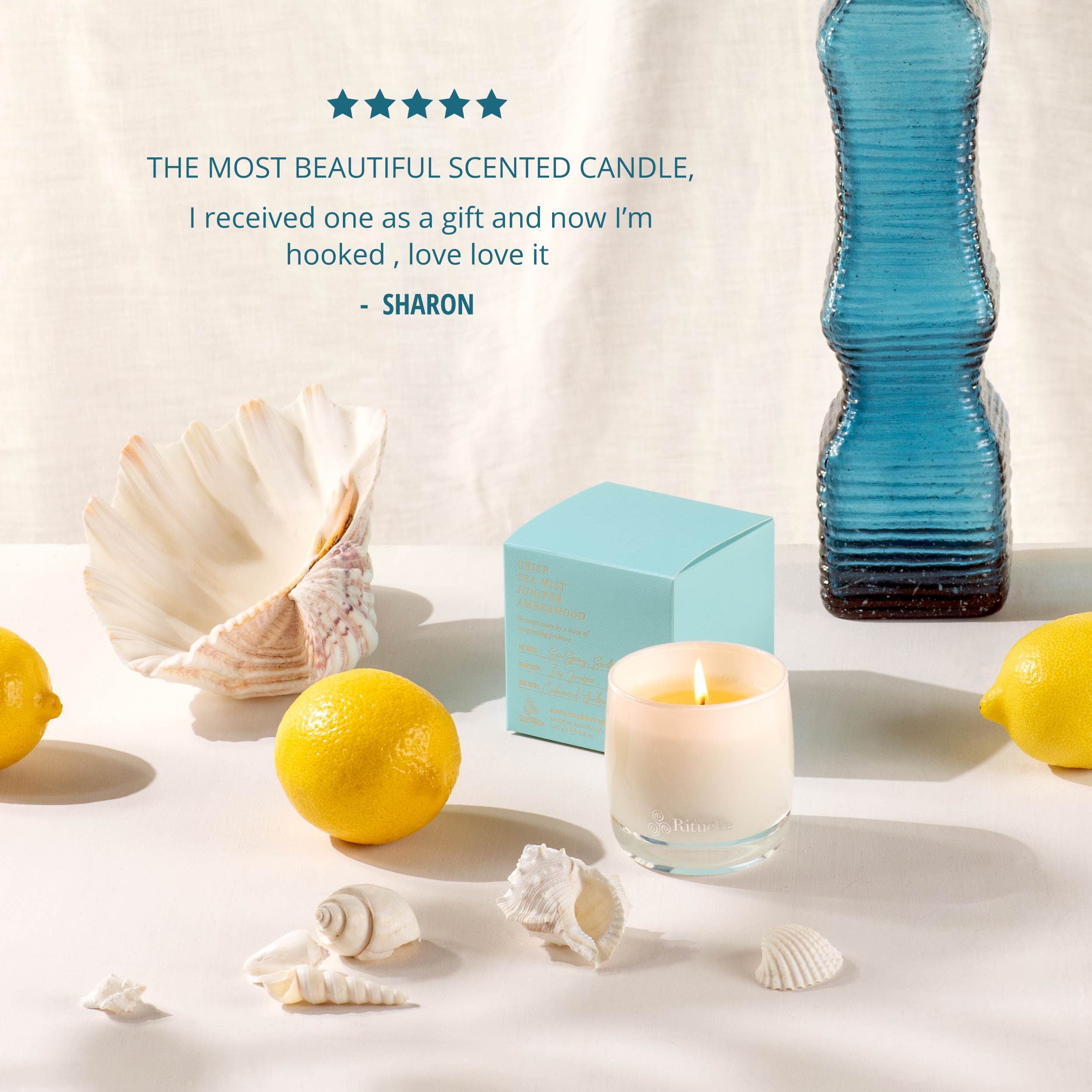 Crisp Sea Mist, Juniper, Amberwood<br>Scented Soy Candle | 140gm