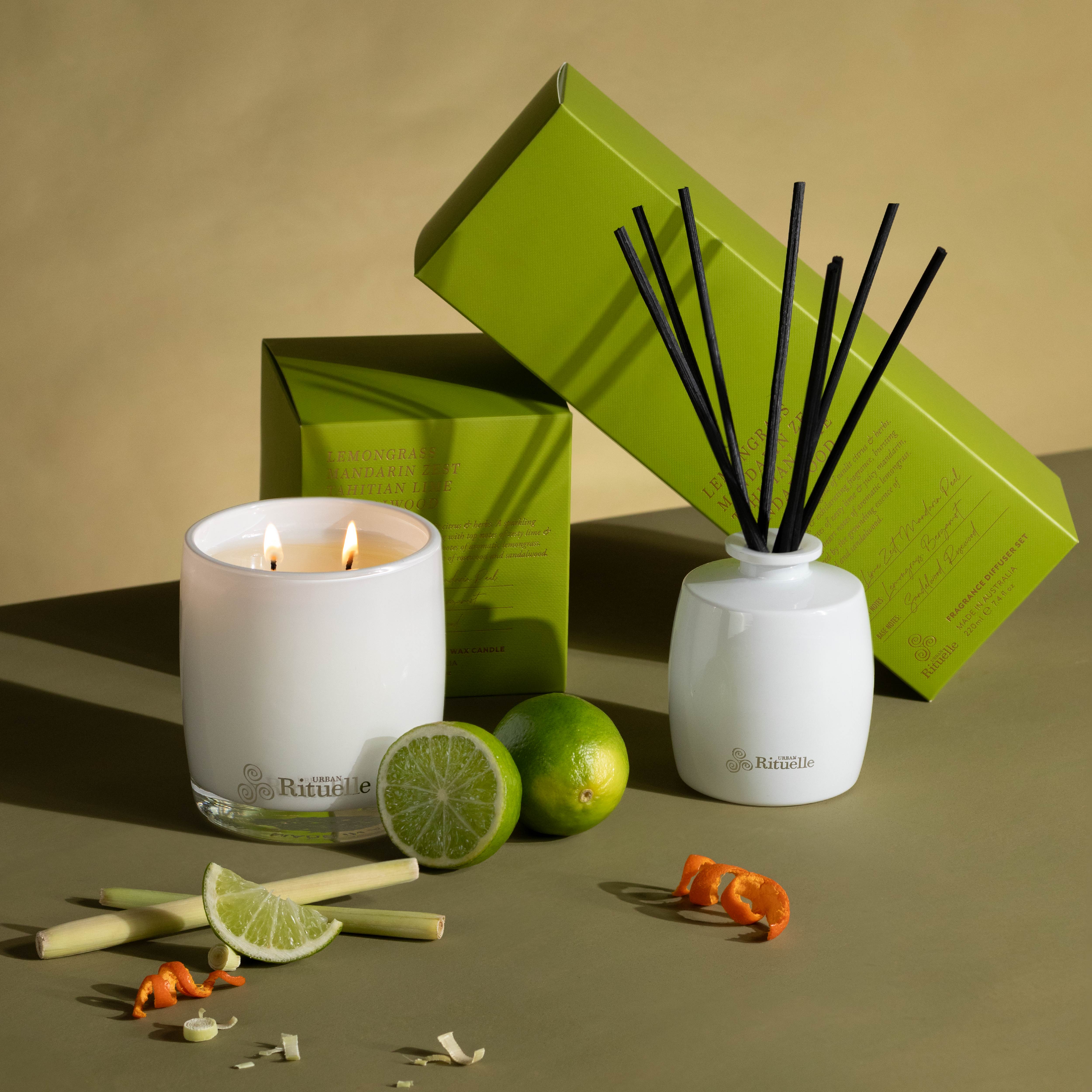 Lemongrass, Mandarin Zest, Tahitian Lime, Sandalwood<br> Fragrance Diffuser Set | 220ml