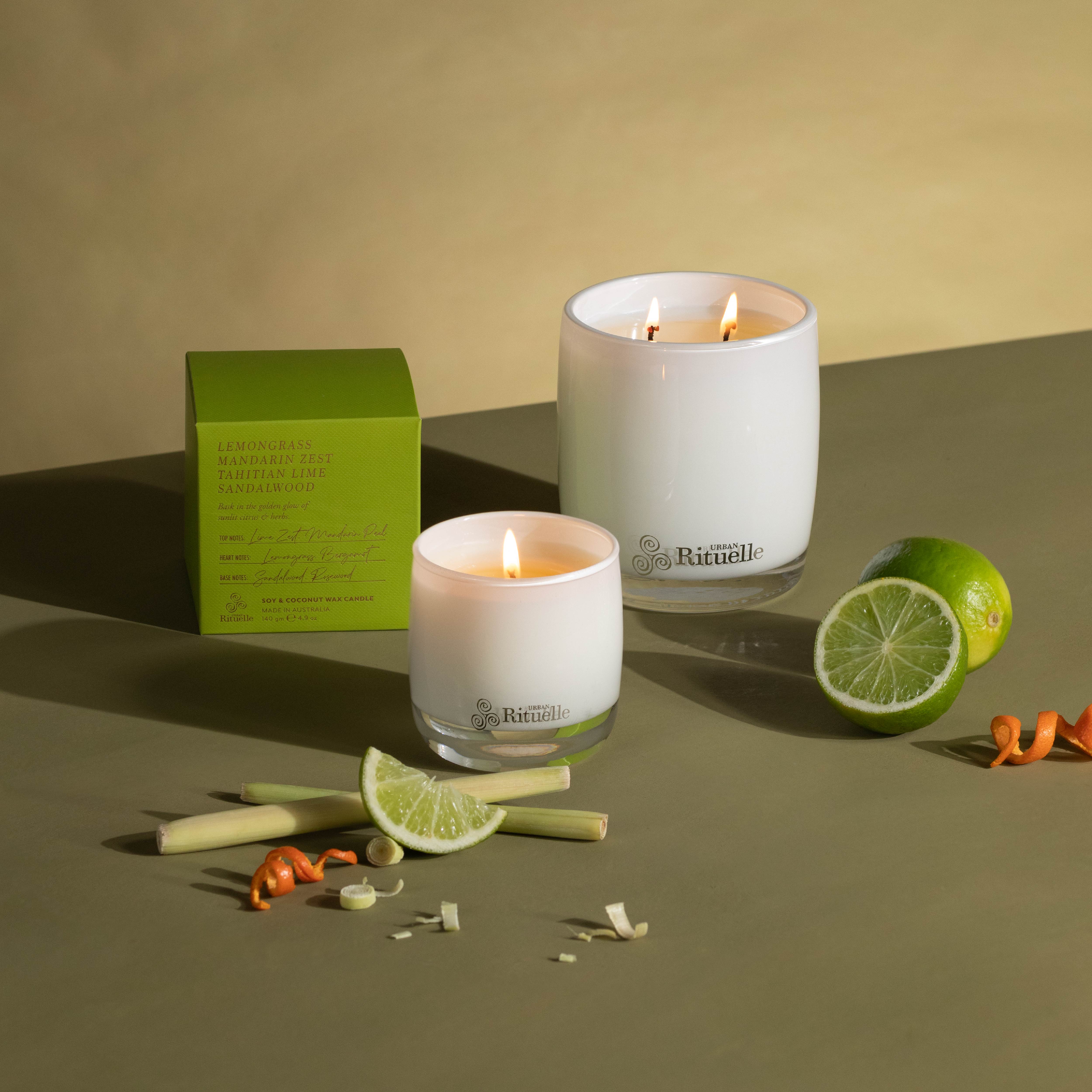 Lemongrass, Mandarin Zest, Tahitian Lime, Sandalwood<br> Scented Soy Candle | 400gm