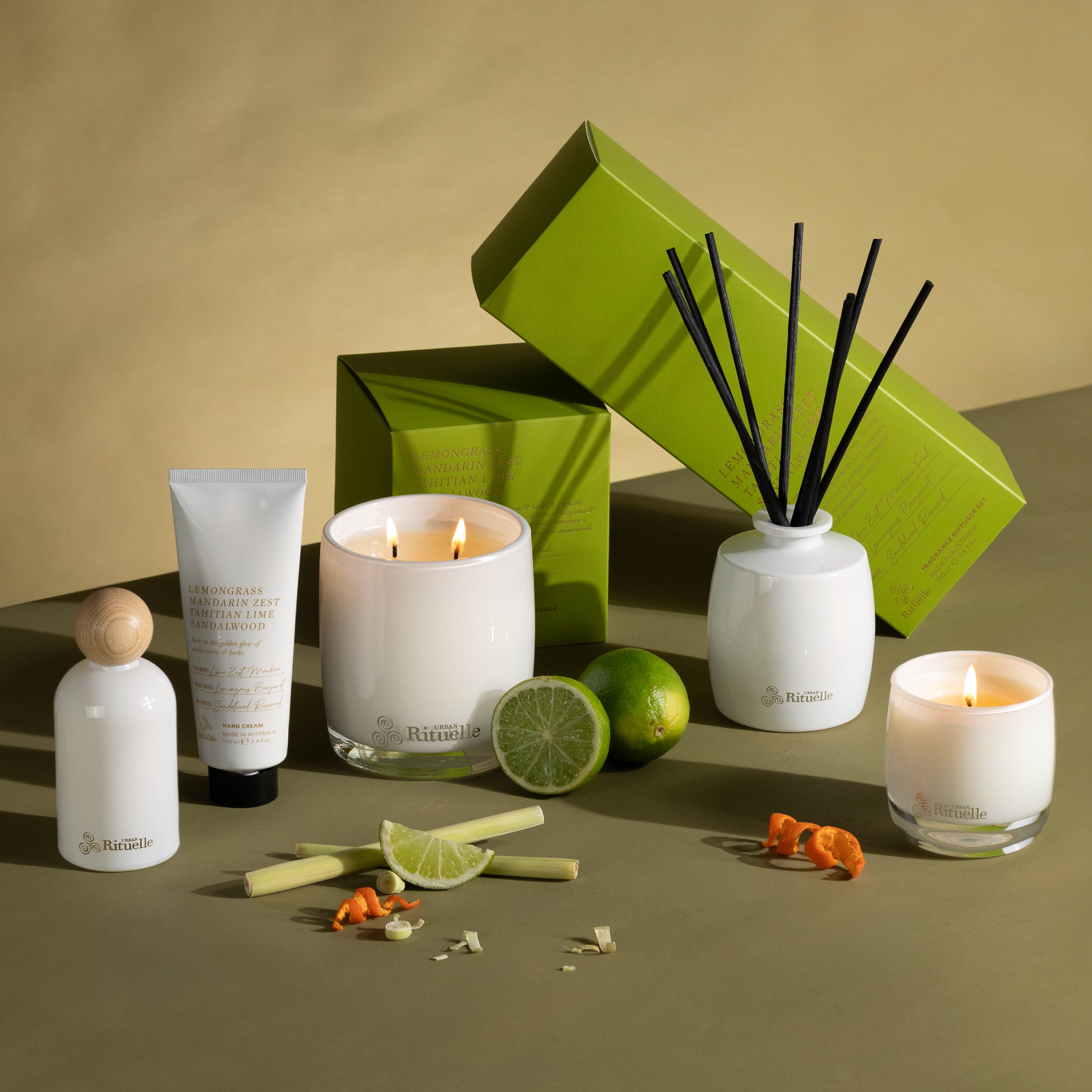 Lemongrass, Mandarin Zest, Tahitian Lime, Sandalwood<br> Scented Soy Candle | 400gm