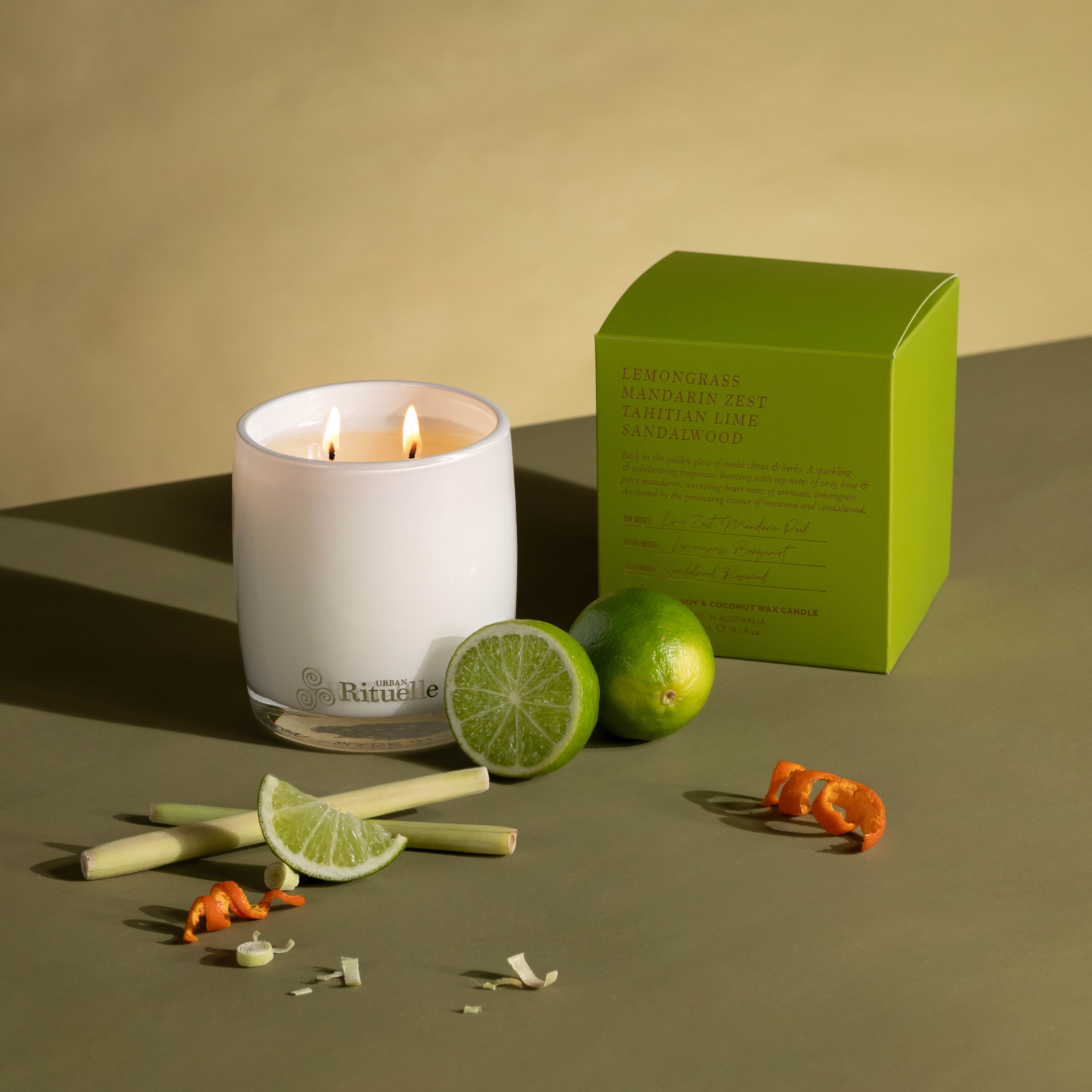 Lemongrass, Mandarin Zest, Tahitian Lime, Sandalwood<br> Scented Soy Candle | 400gm