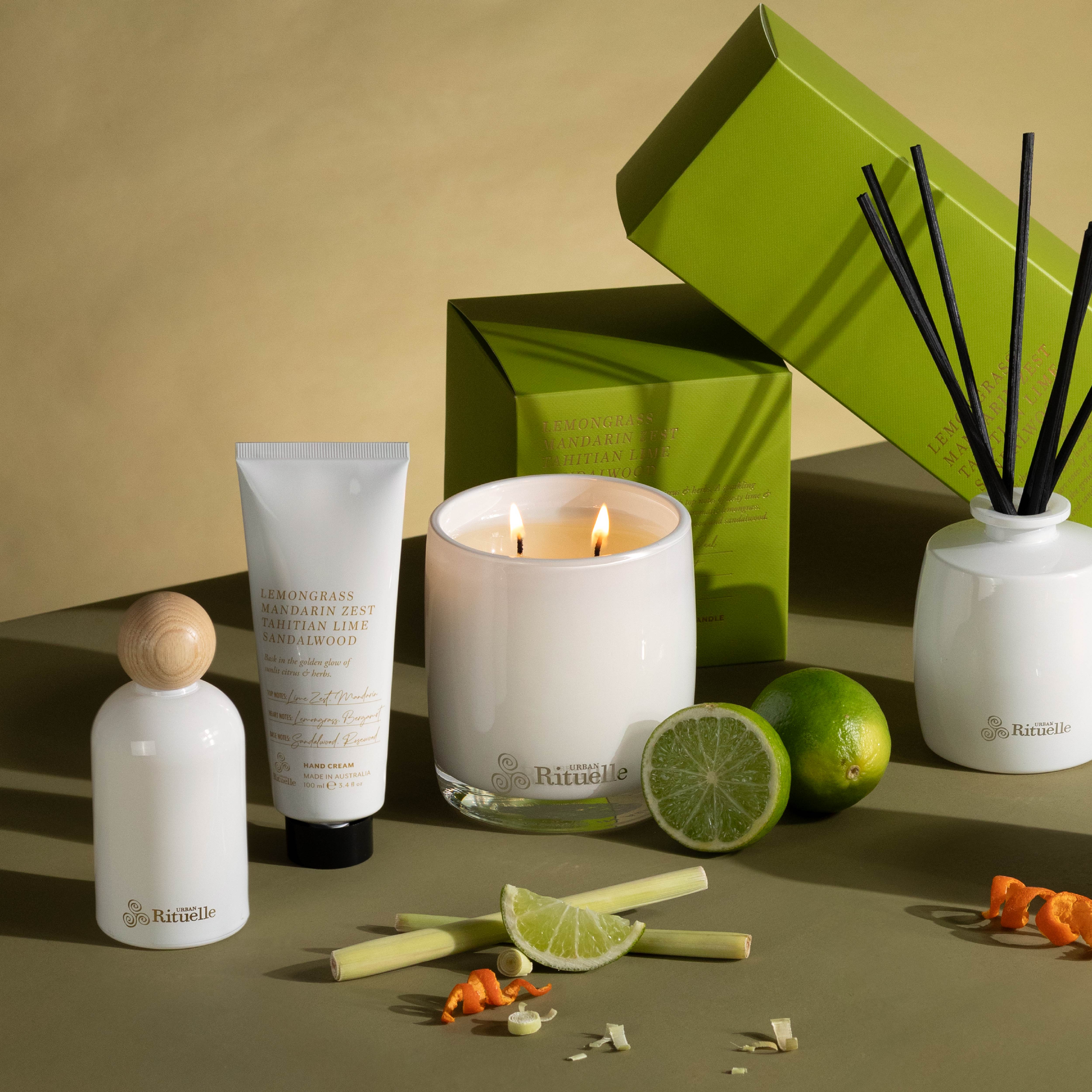 Lemongrass, Mandarin Zest, Tahitian Lime, Sandalwood<br> Scented Soy Candle | 400gm