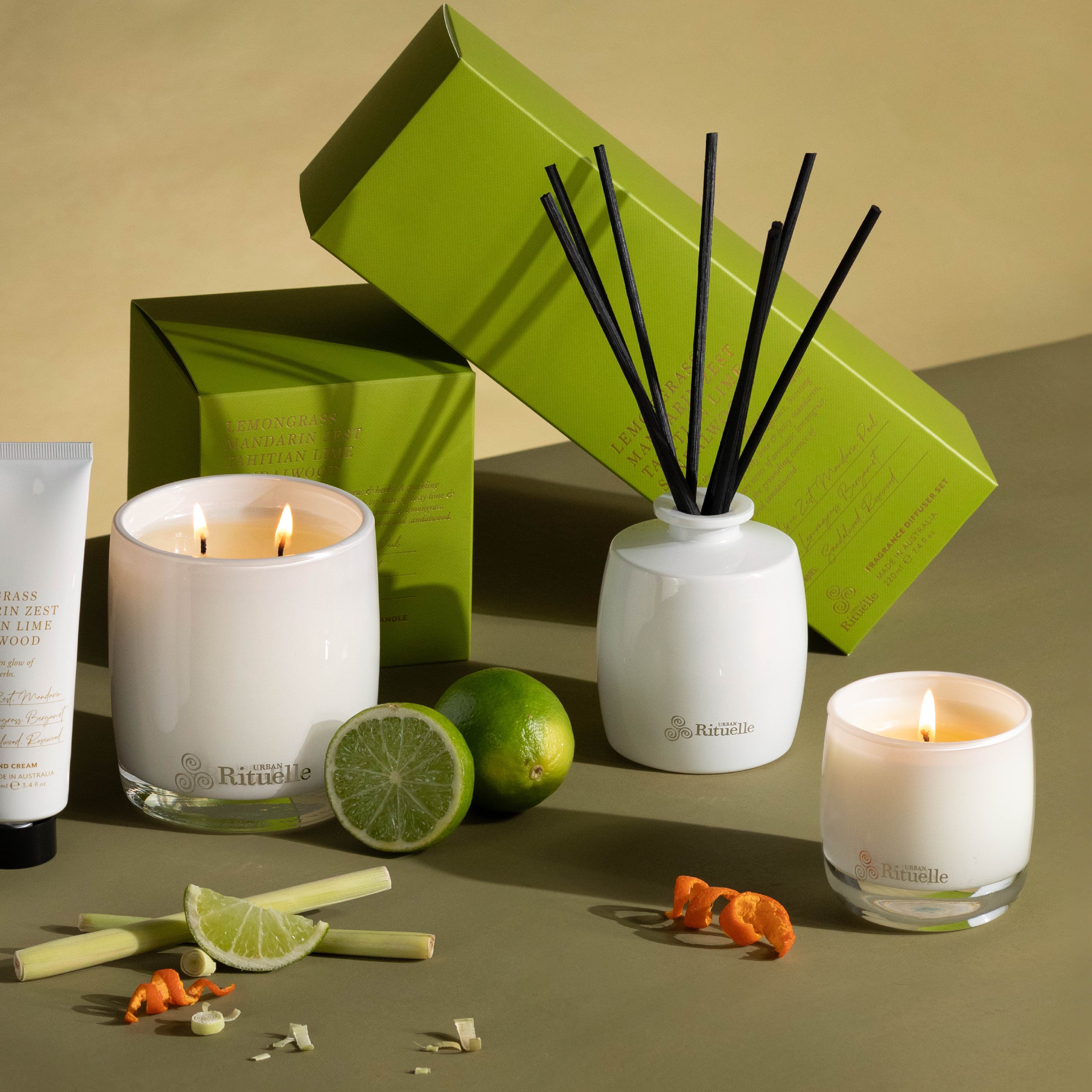 Lemongrass, Mandarin Zest, Tahitian Lime, Sandalwood<br> Scented Soy Candle | 400gm