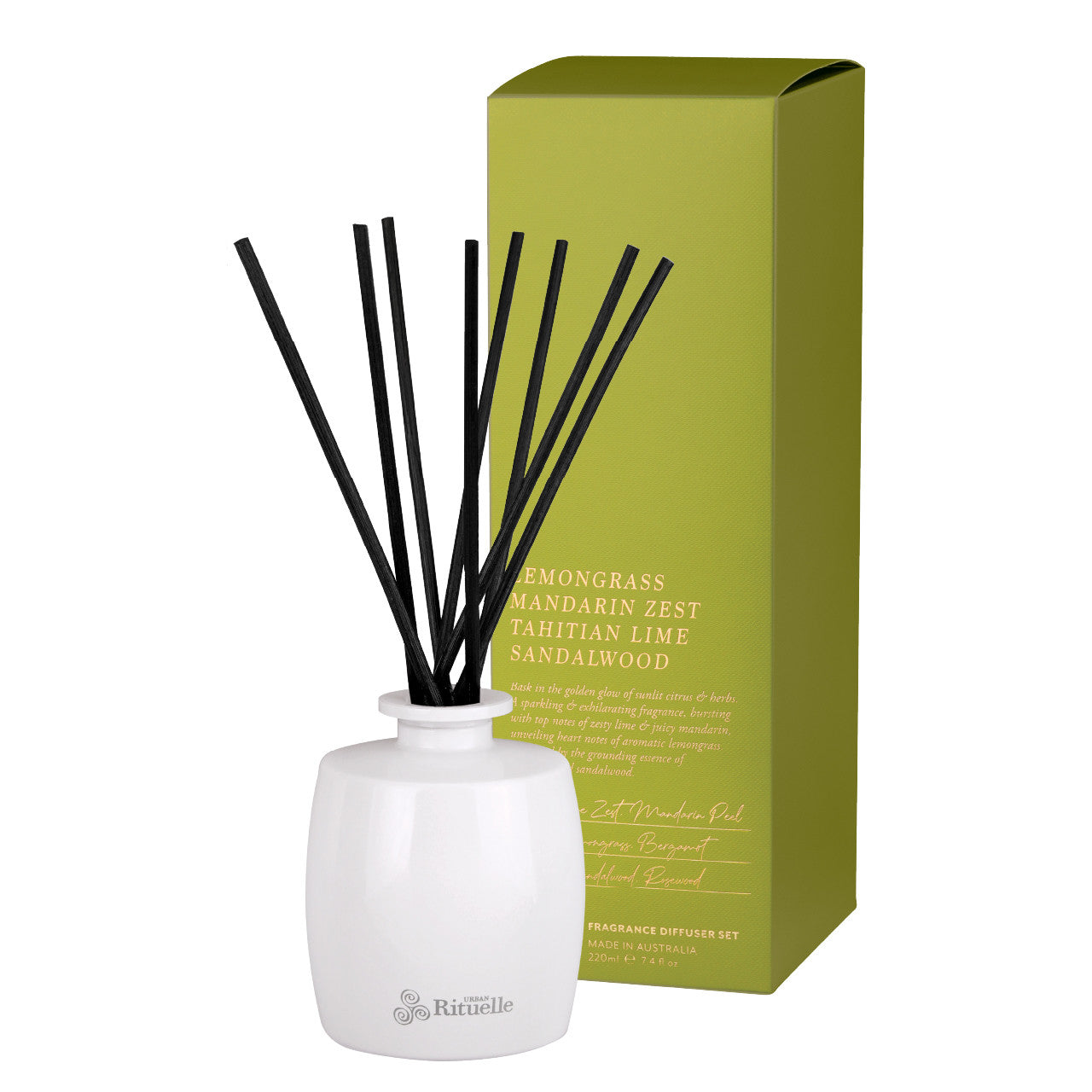 Lemongrass, Mandarin Zest, Tahitian Lime, Sandalwood<br> Fragrance Diffuser Set | 220ml