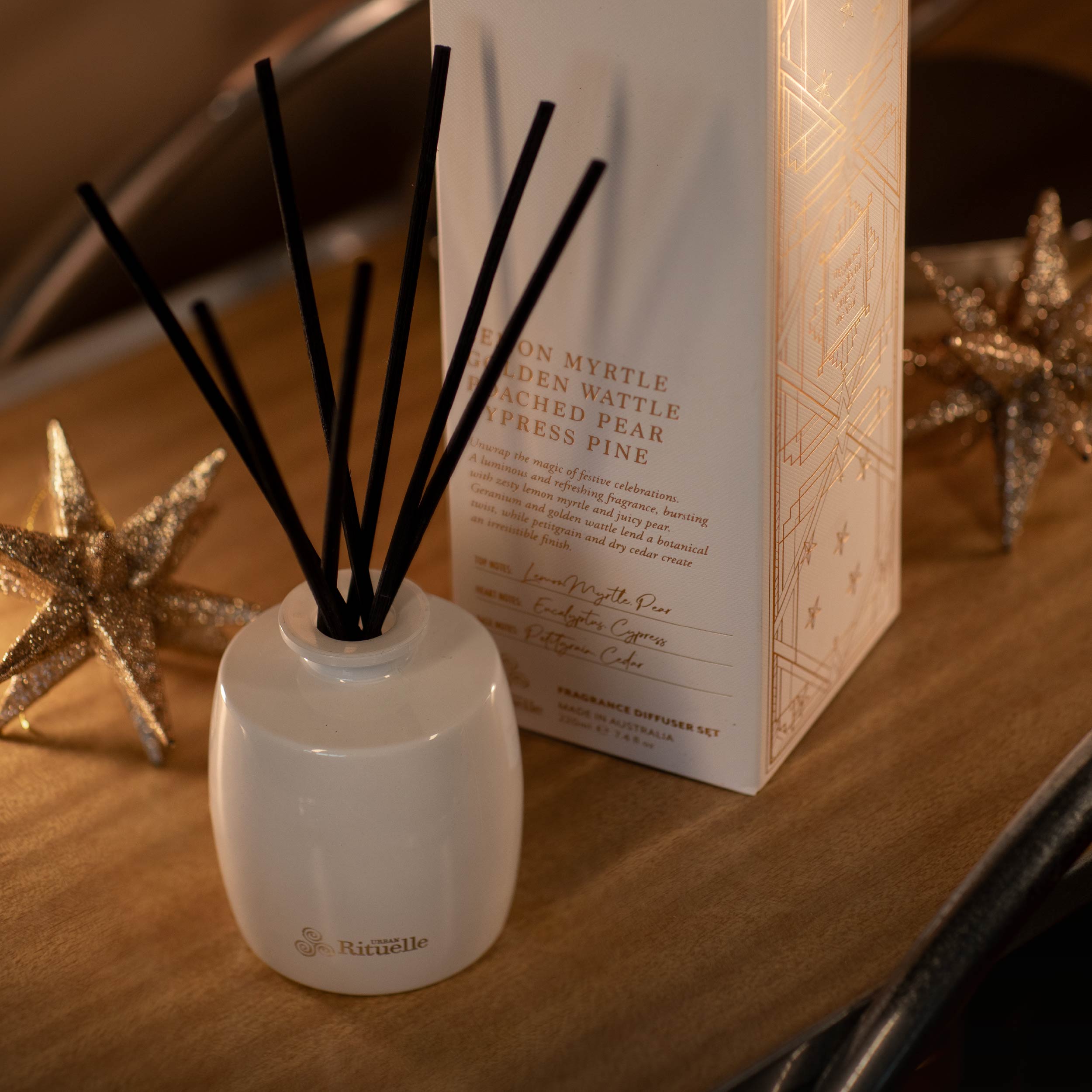 Lemon Myrtle, Golden Wattle, Poached Pear, Cypress Pine<br> Fragrance Diffuser Set | 220ml