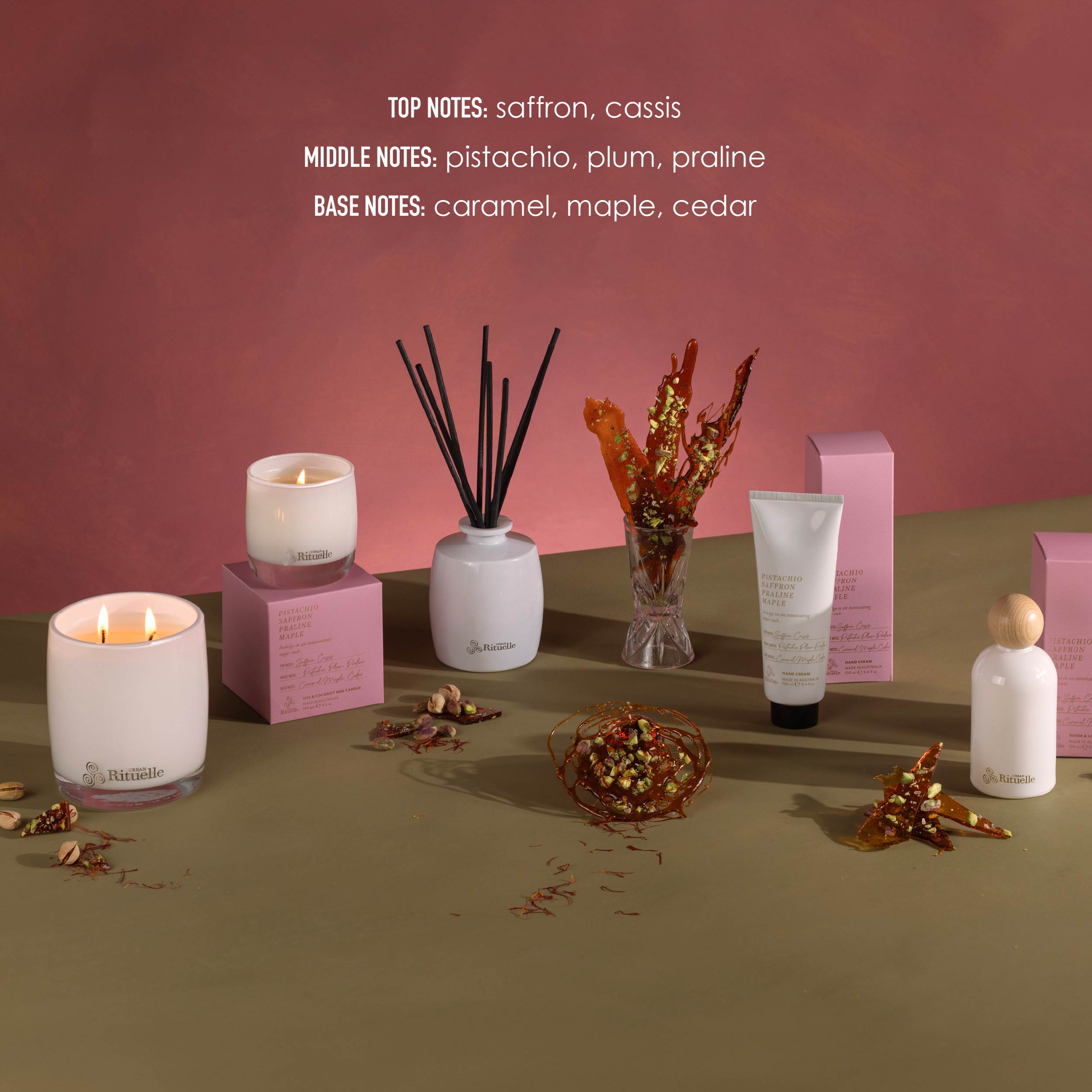 Pistachio, Saffron, Praline, Maple<br> Fragrance Diffuser Set | 220ml