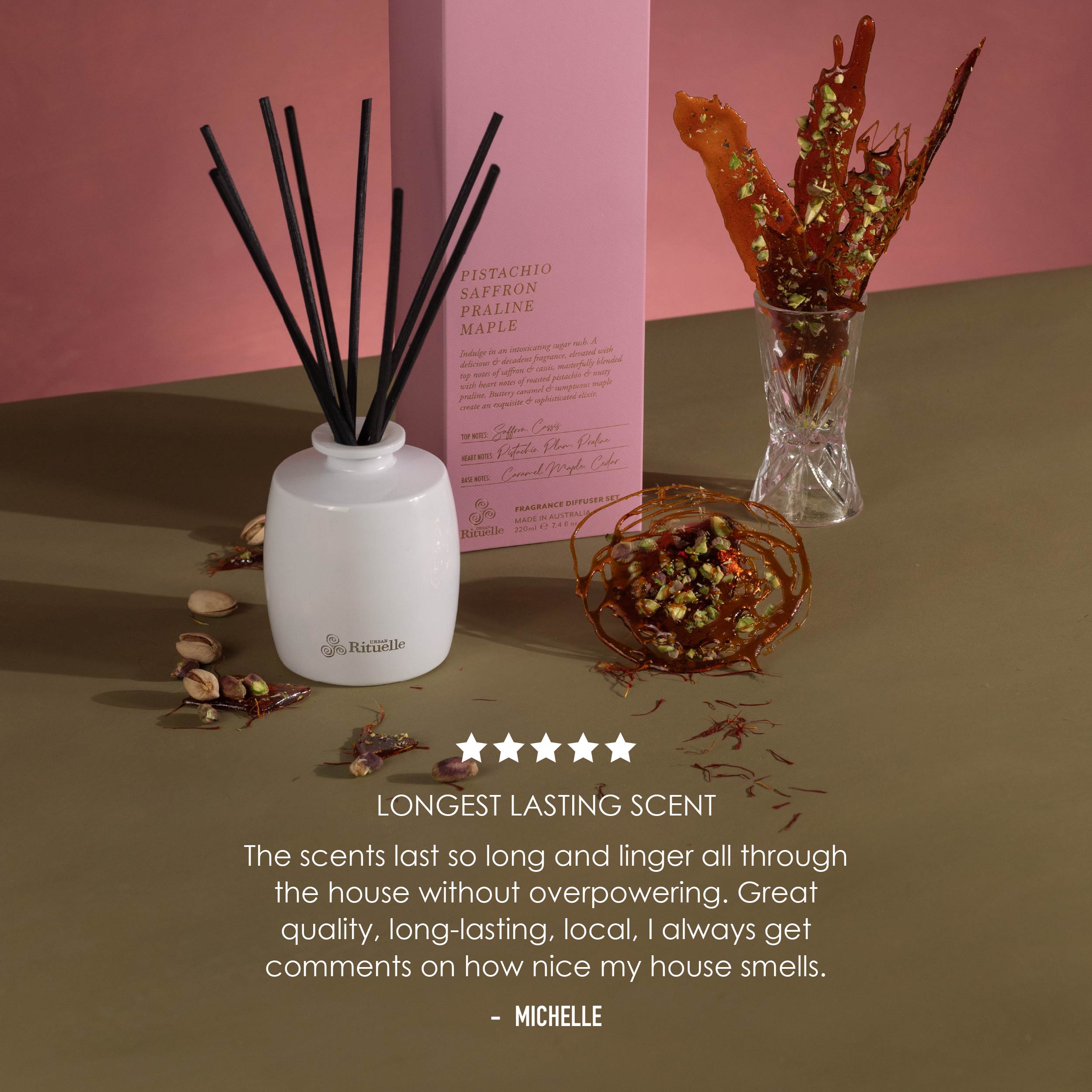 Pistachio, Saffron, Praline, Maple<br> Fragrance Diffuser Set | 220ml