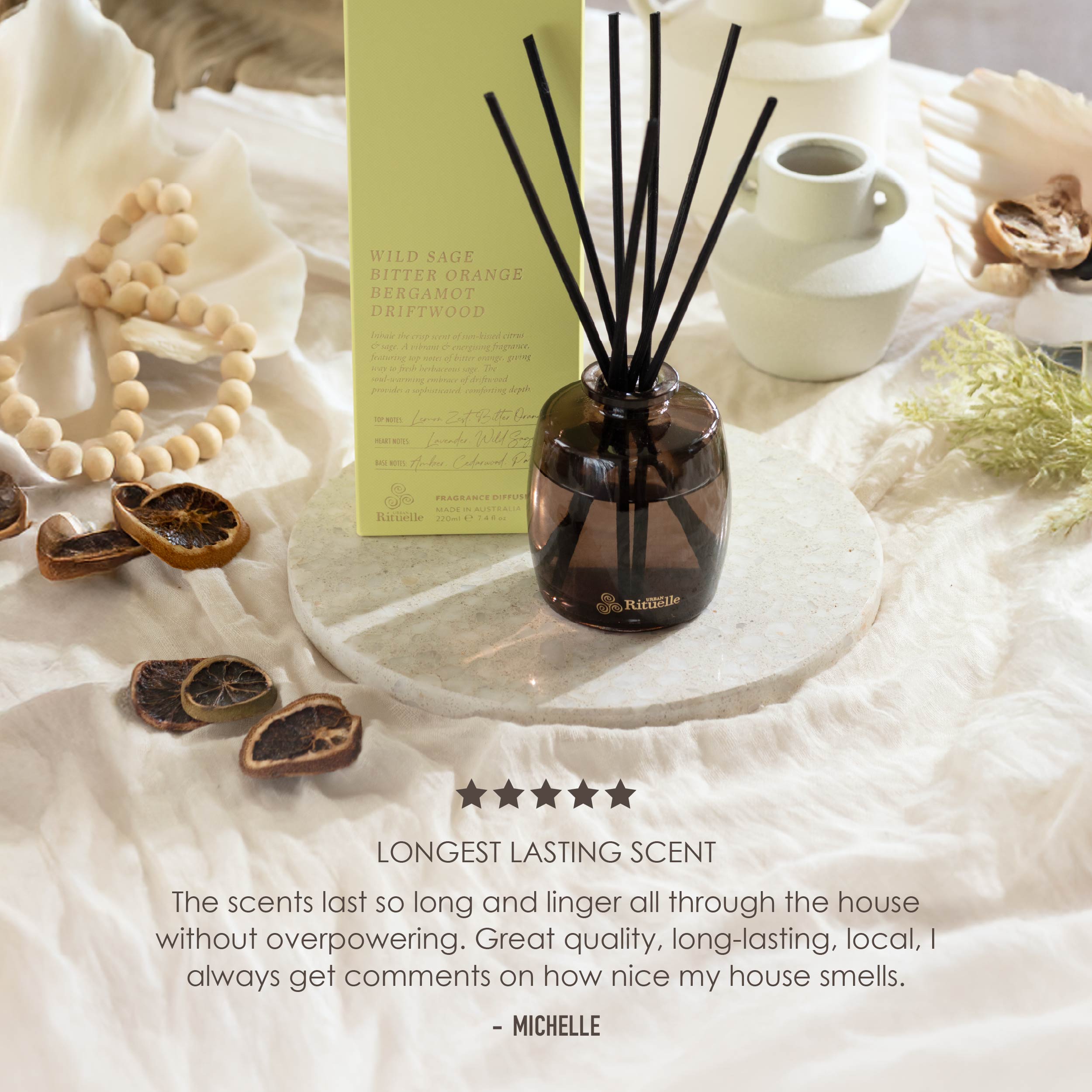 Wild Sage, Bitter Orange, Bergamot, Driftwood<br> Fragrance Diffuser Set | 220ml
