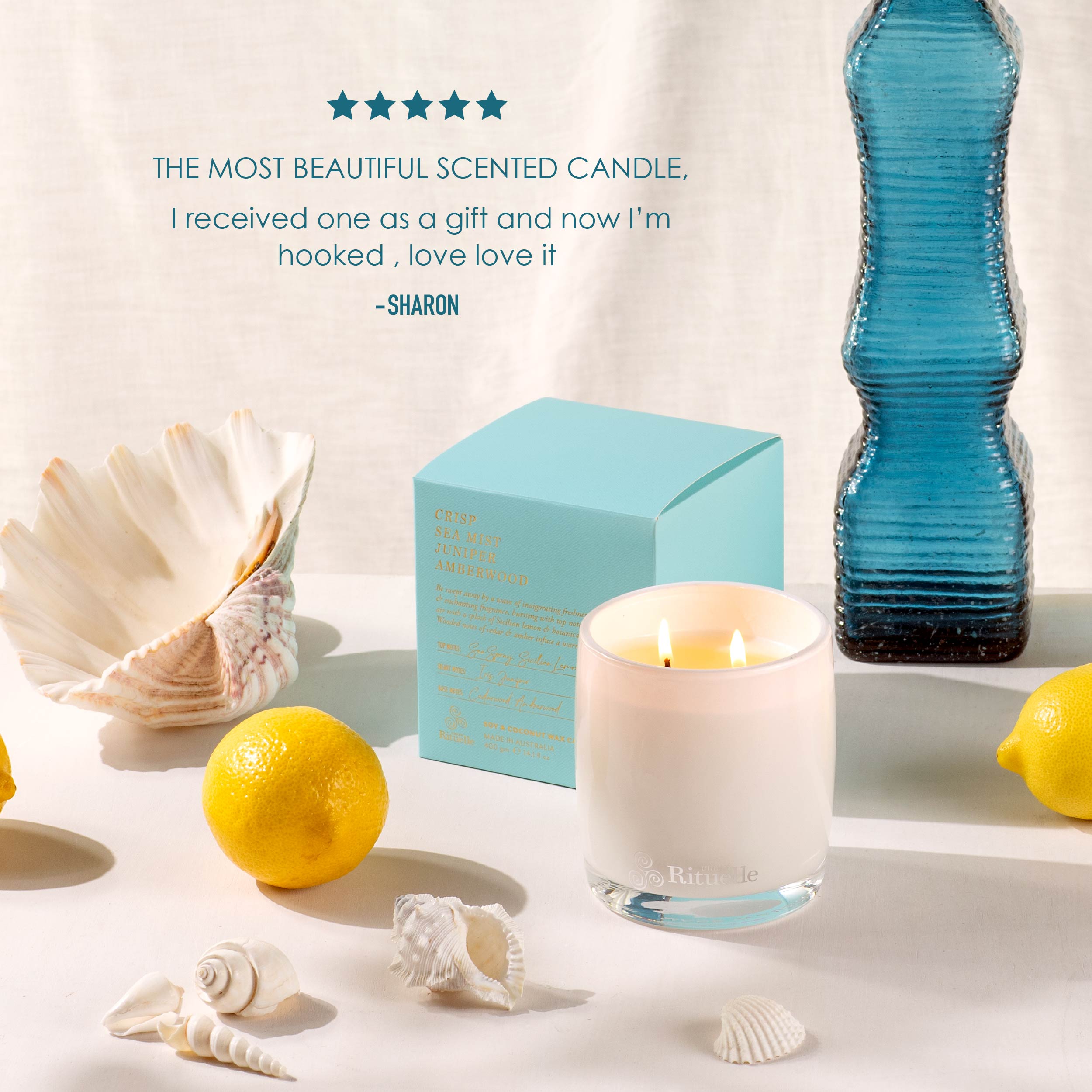 Crisp Sea Mist, Juniper, Amberwood<br>Scented Soy Candle | 400gm