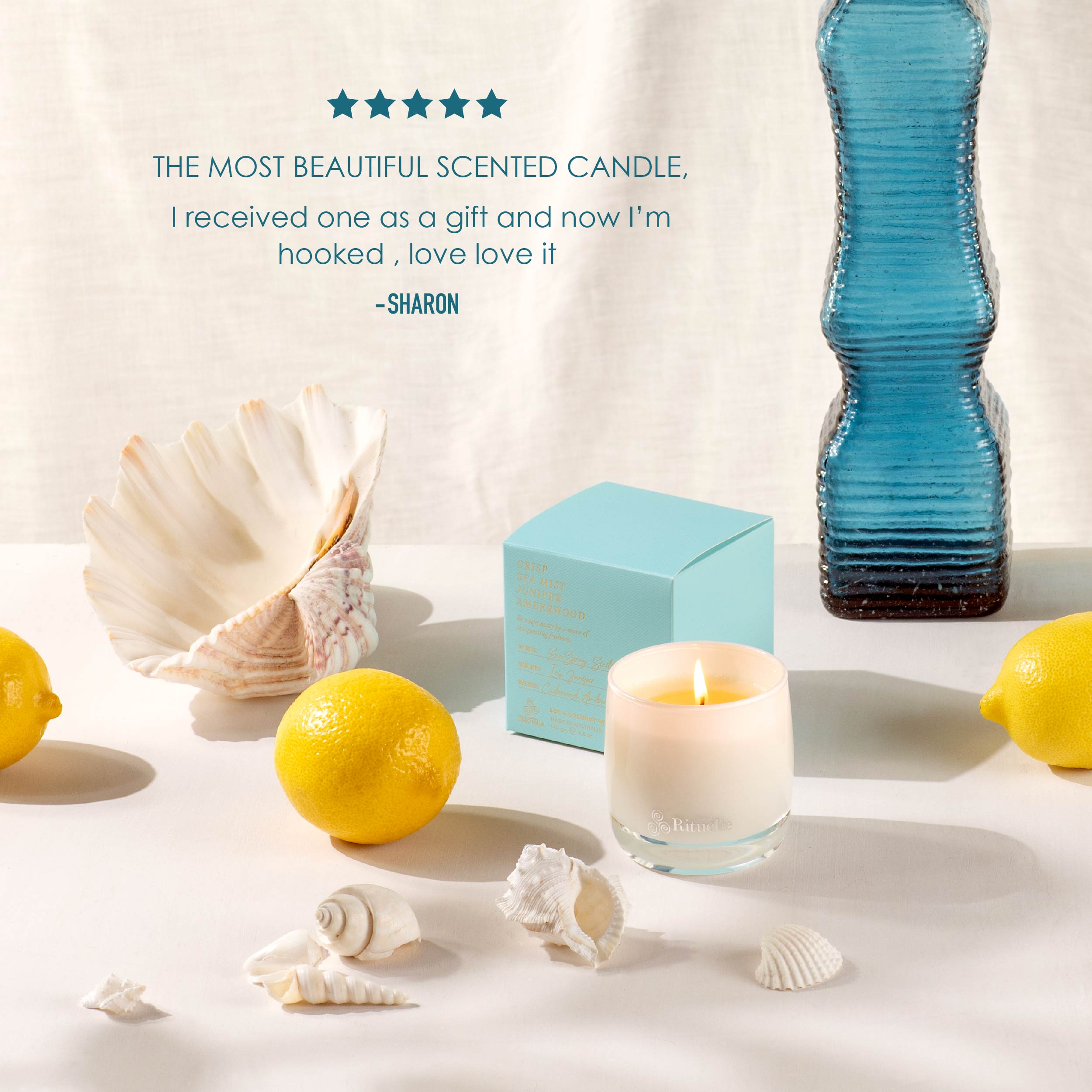 Crisp Sea Mist, Juniper, Amberwood<br>Scented Soy Candle | 140gm