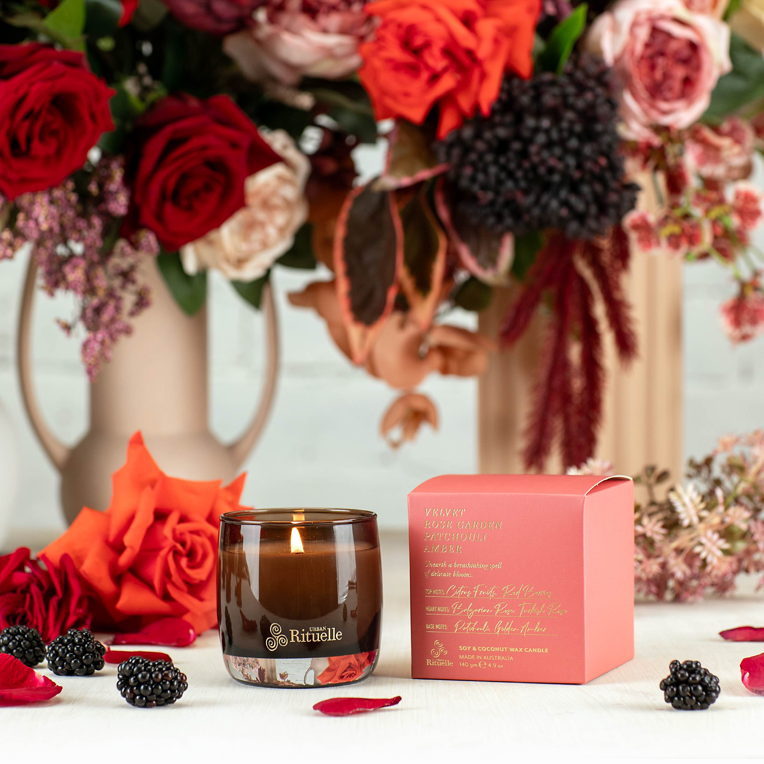 Velvet Rose Garden, Patchouli, Amber<br> Scented Soy Candle | 140gm