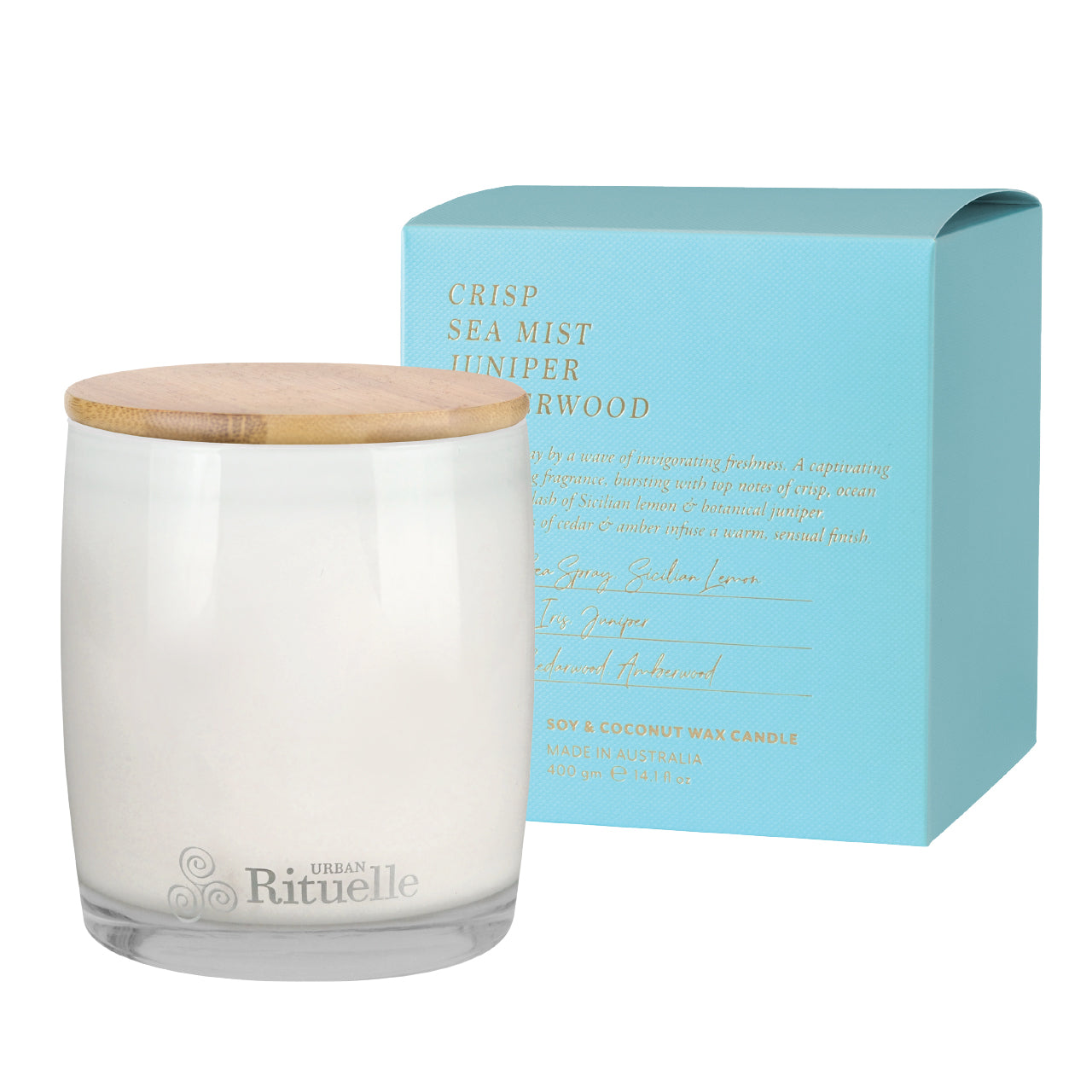 Crisp Sea Mist, Juniper, Amberwood<br>Scented Soy Candle | 400gm