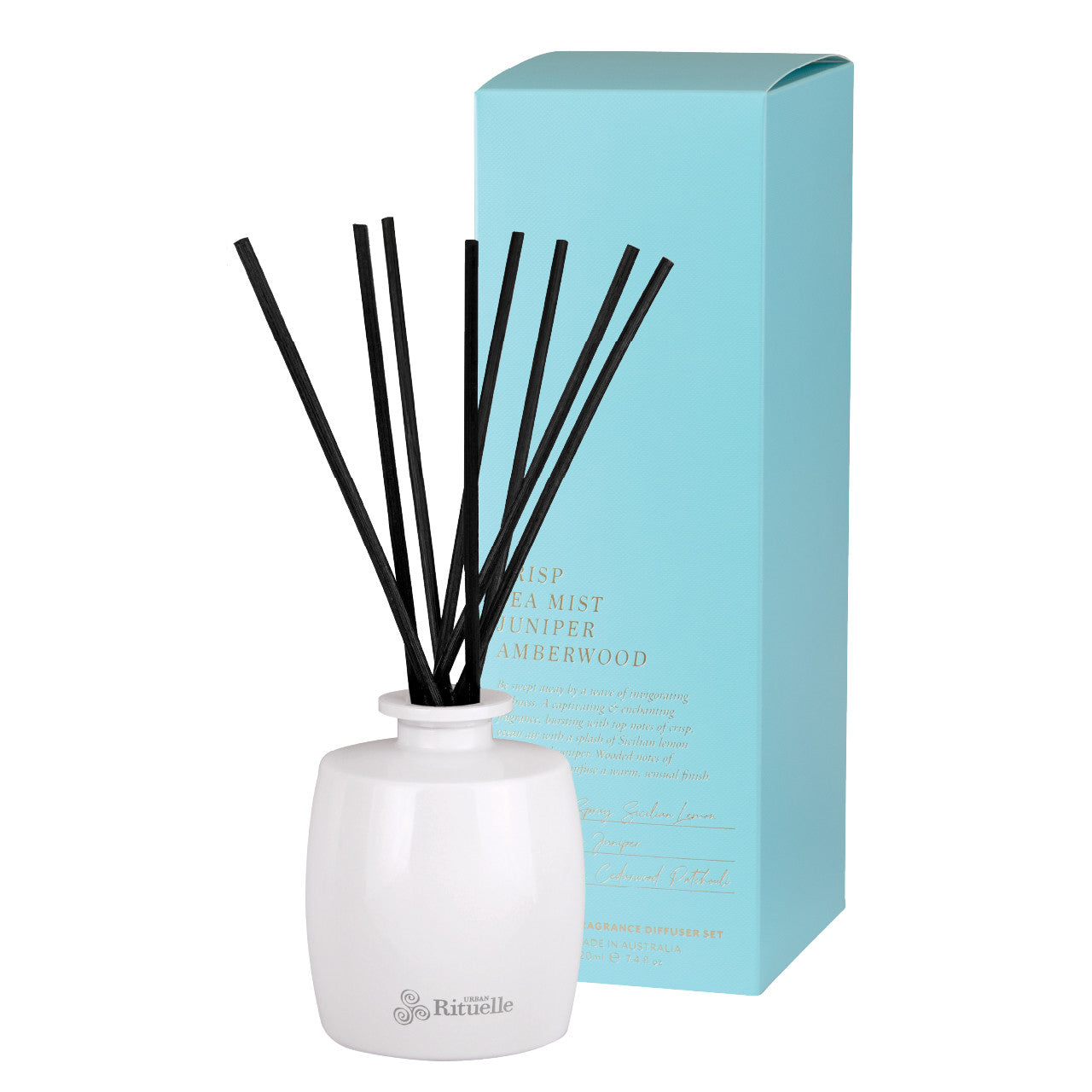 Crisp Sea Mist, Juniper, Amberwood<br>Fragrance Diffuser Set | 220ml