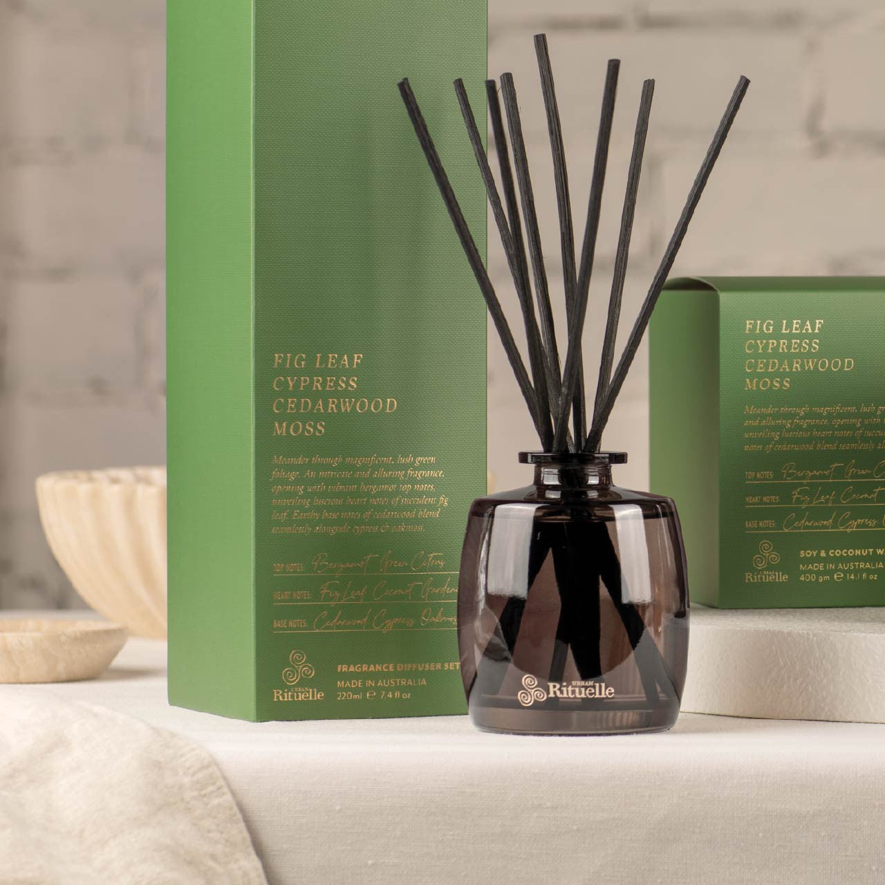 Fig Leaf, Cypress, Cedarwood, Moss<br>Fragrance Diffuser Set | 220ml