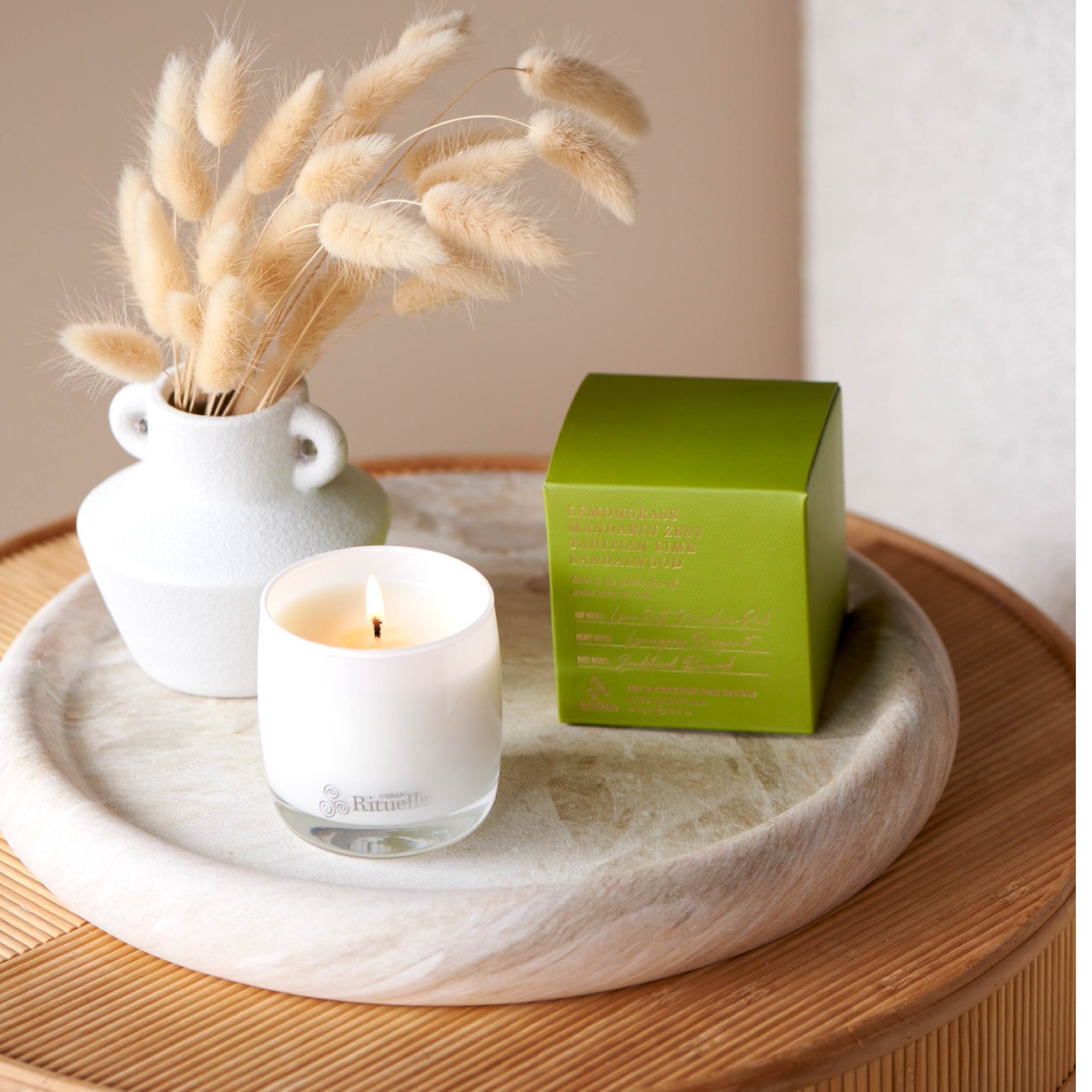 Lemongrass, Mandarin Zest, Tahitian Lime, Sandalwood<br> Scented Soy Candle | 140gm