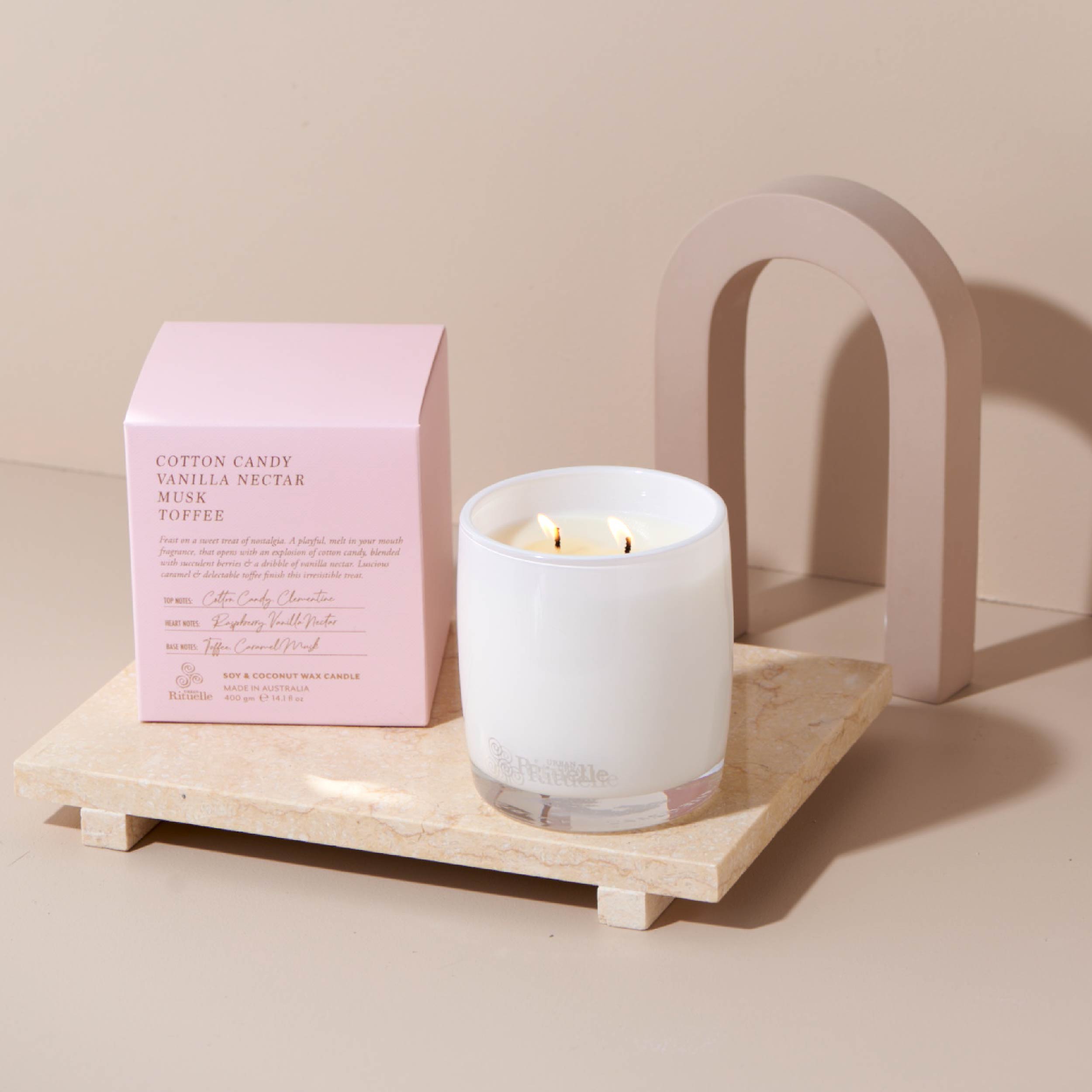 Cotton Candy, Vanilla Nectar, Musk, Toffee<br> Scented Soy Candle | 400gm