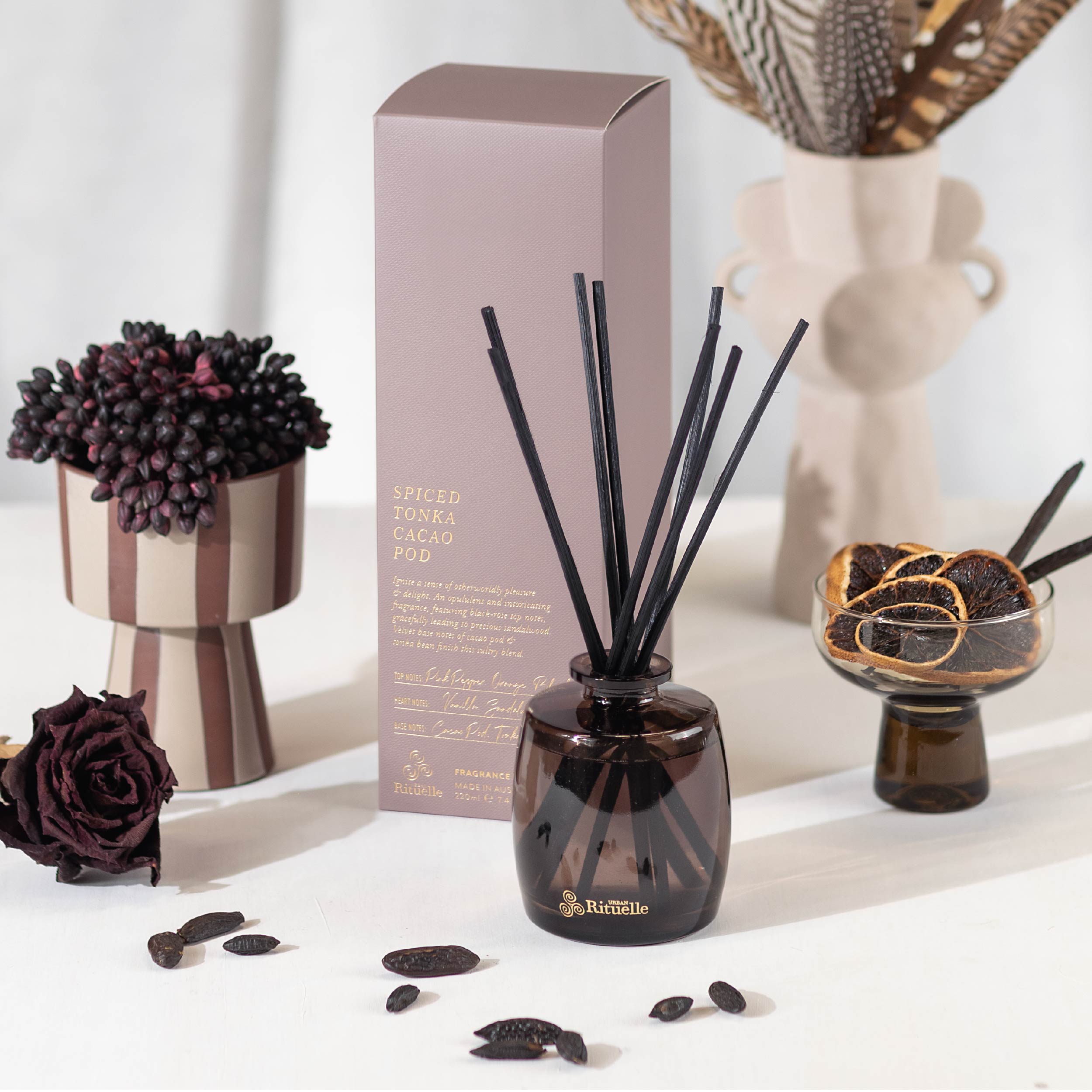 Spiced Tonka, Cacao Pod<br> Fragrance Diffuser Set | 220ml