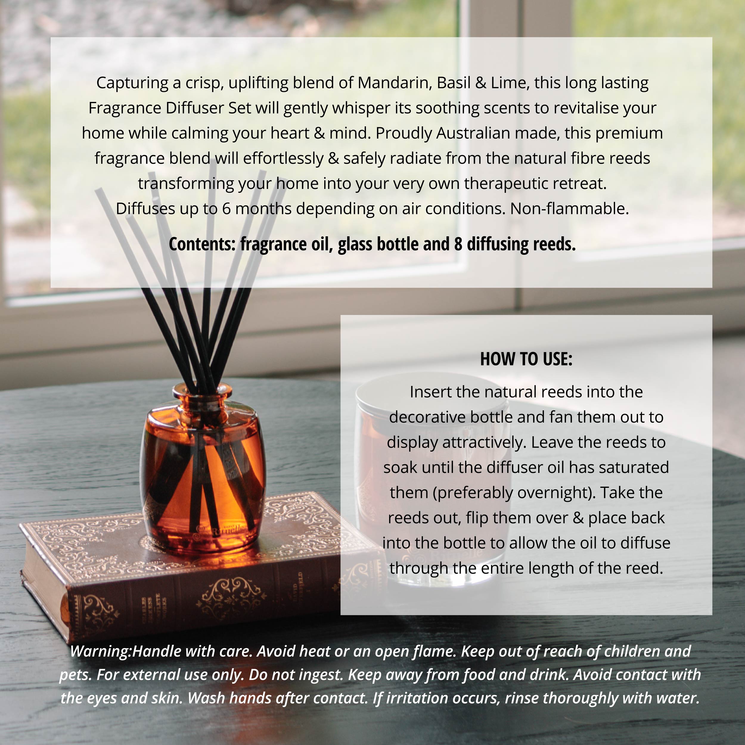 Mandarin, Basil & Lime<br>Fragrance Diffuser Set | 220ml