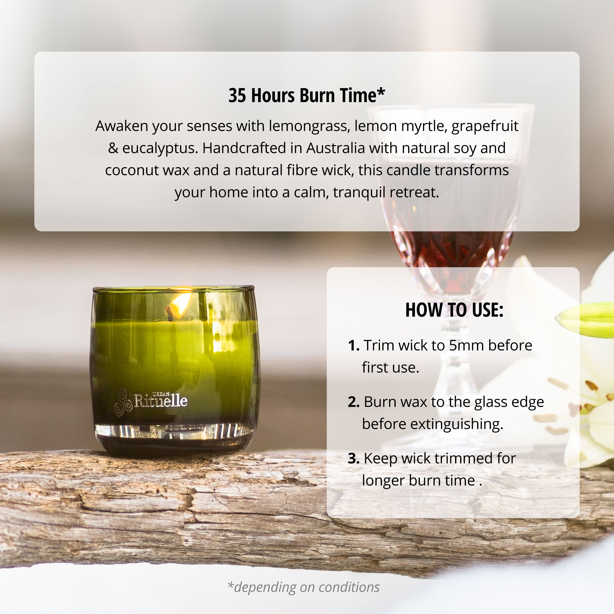 Lemongrass, Lemon Myrtle, Grapefruit & Eucalyptus<br> Scented Soy Candle | 140gm