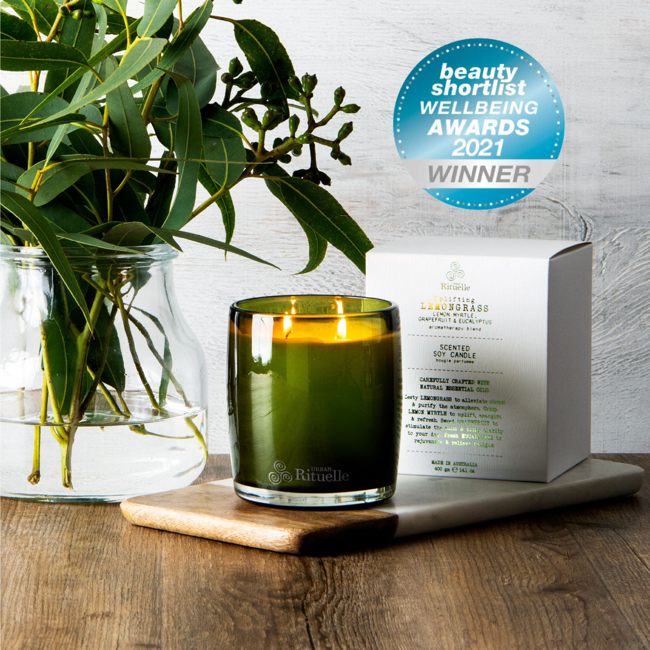 Lemongrass, Lemon Myrtle, Grapefruit & Eucalyptus<br> Scented Soy Candle | 400gm