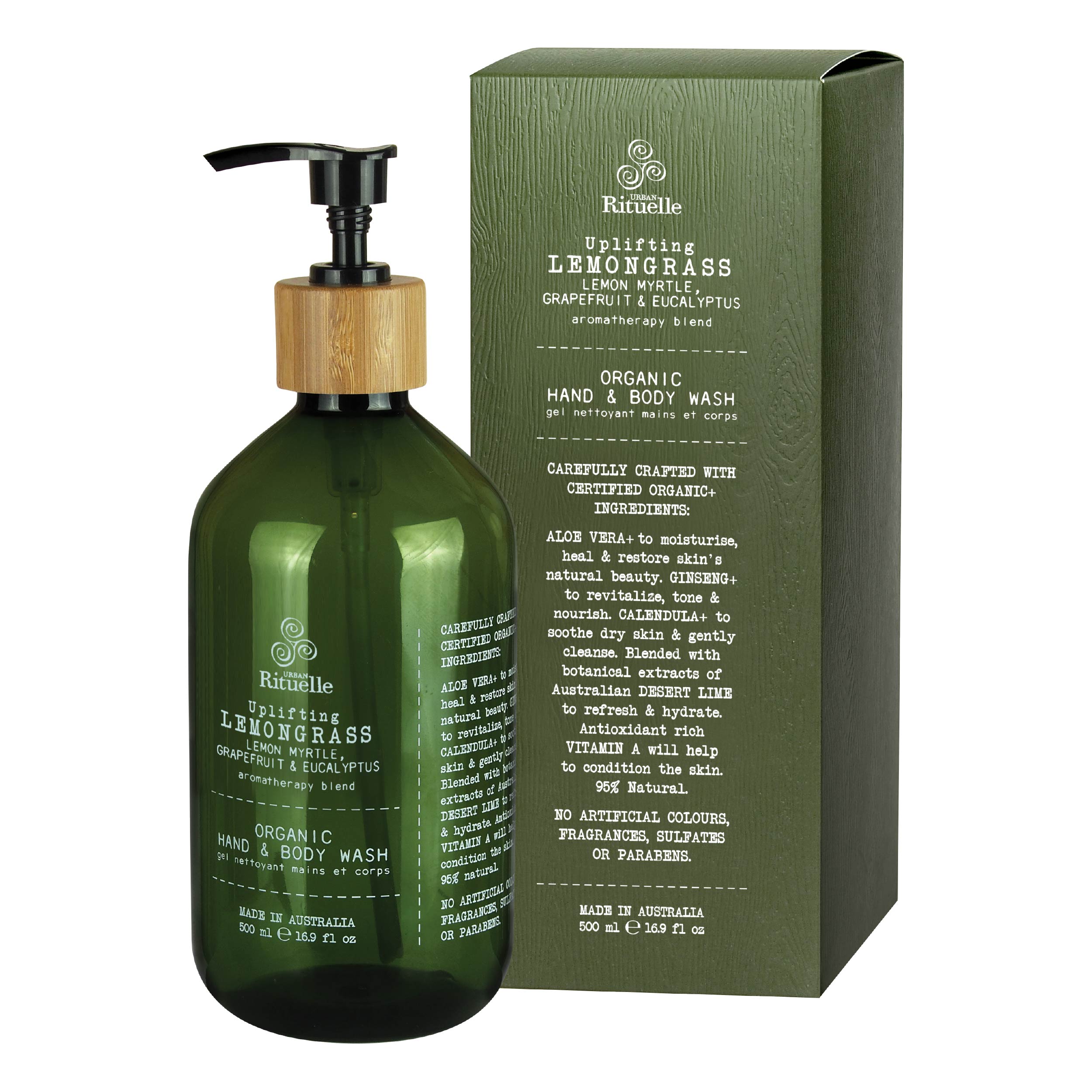 Lemongrass, Lemon Myrtle, Grapefruit & Eucalyptus<br> Organic Hand & Body Wash | 500ml