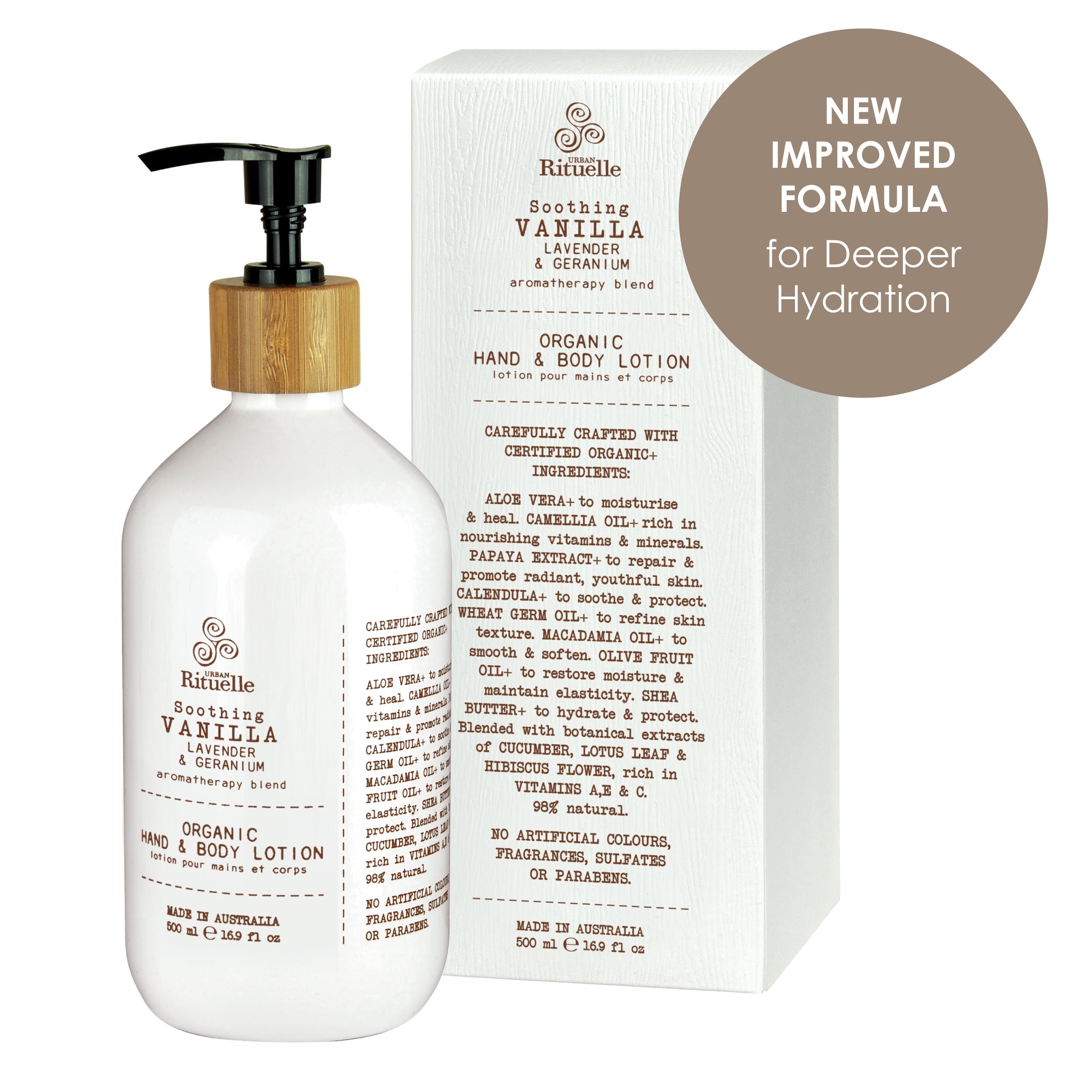 Vanilla, Lavender & Geranium<br> Organic Hand & Body Lotion | 500ml