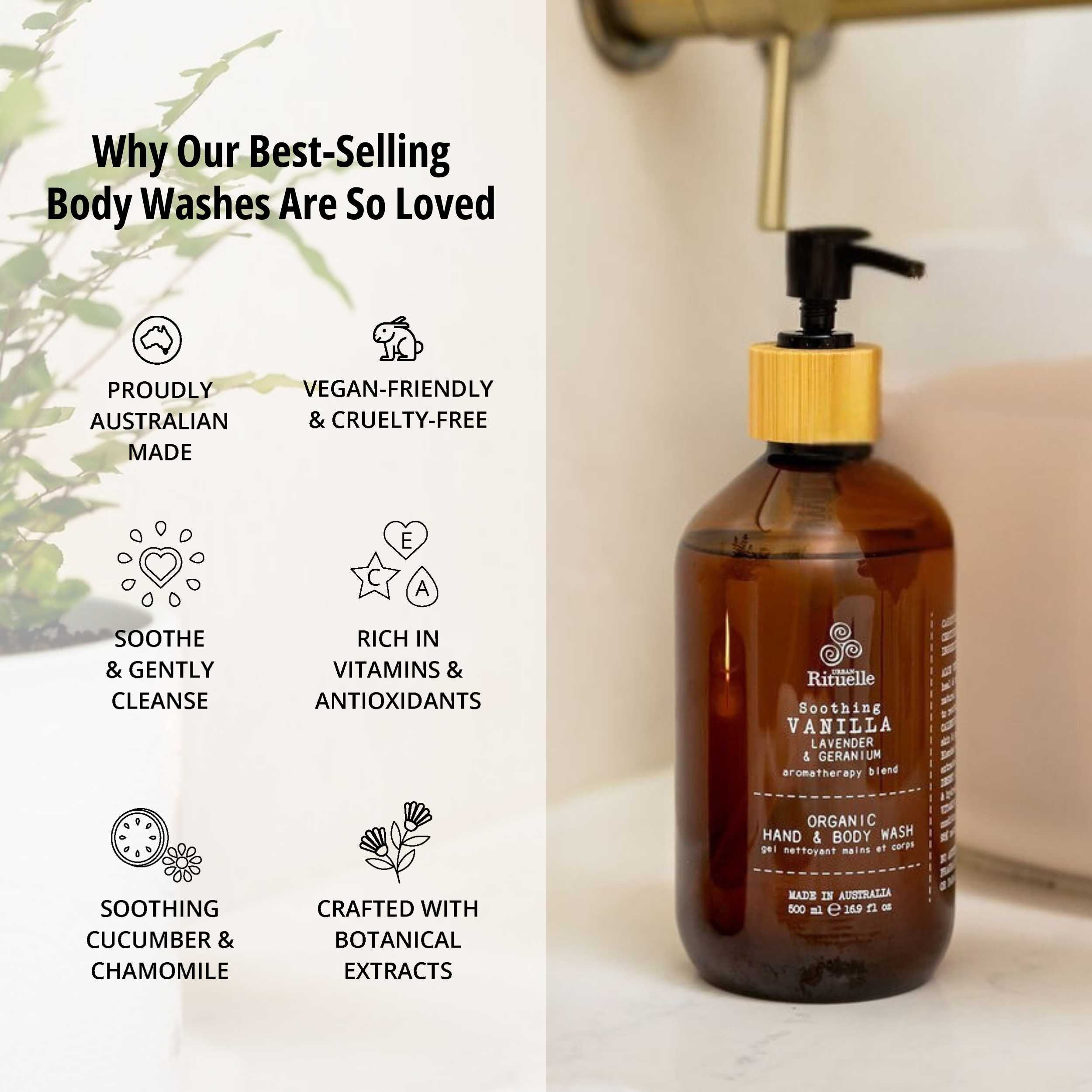 Vanilla, Lavender & Geranium<br> Organic Hand & Body Wash | 500ml