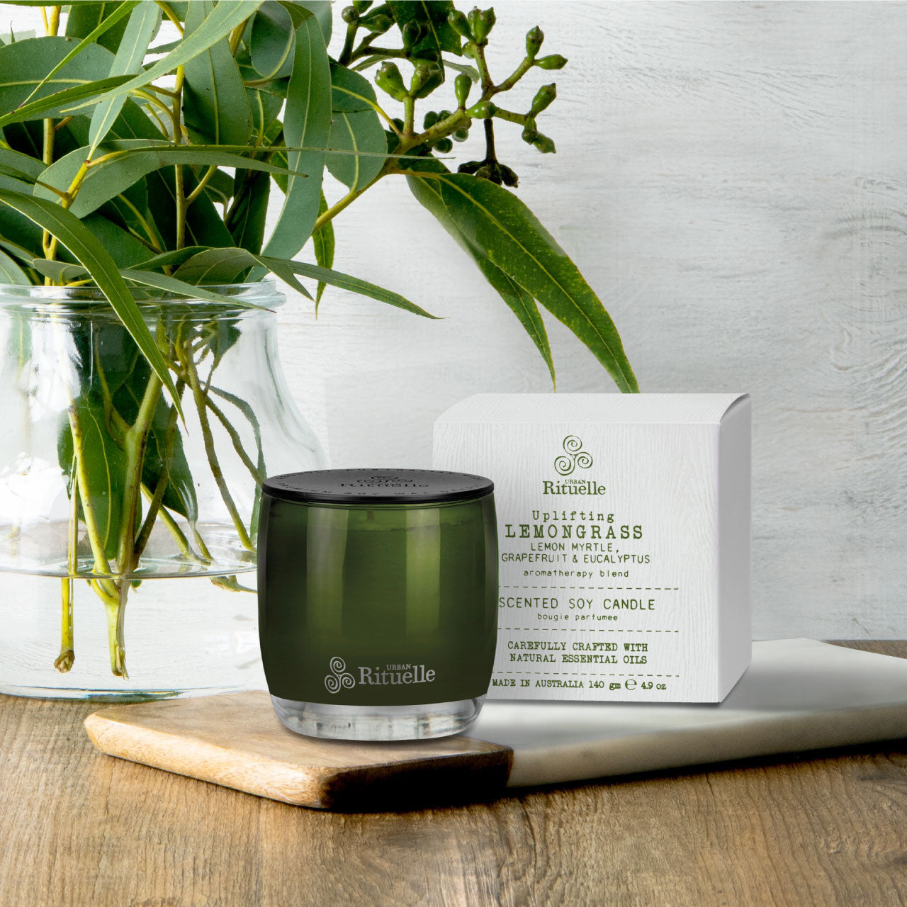 Lemongrass, Lemon Myrtle, Grapefruit & Eucalyptus<br> Scented Soy Candle | 140gm