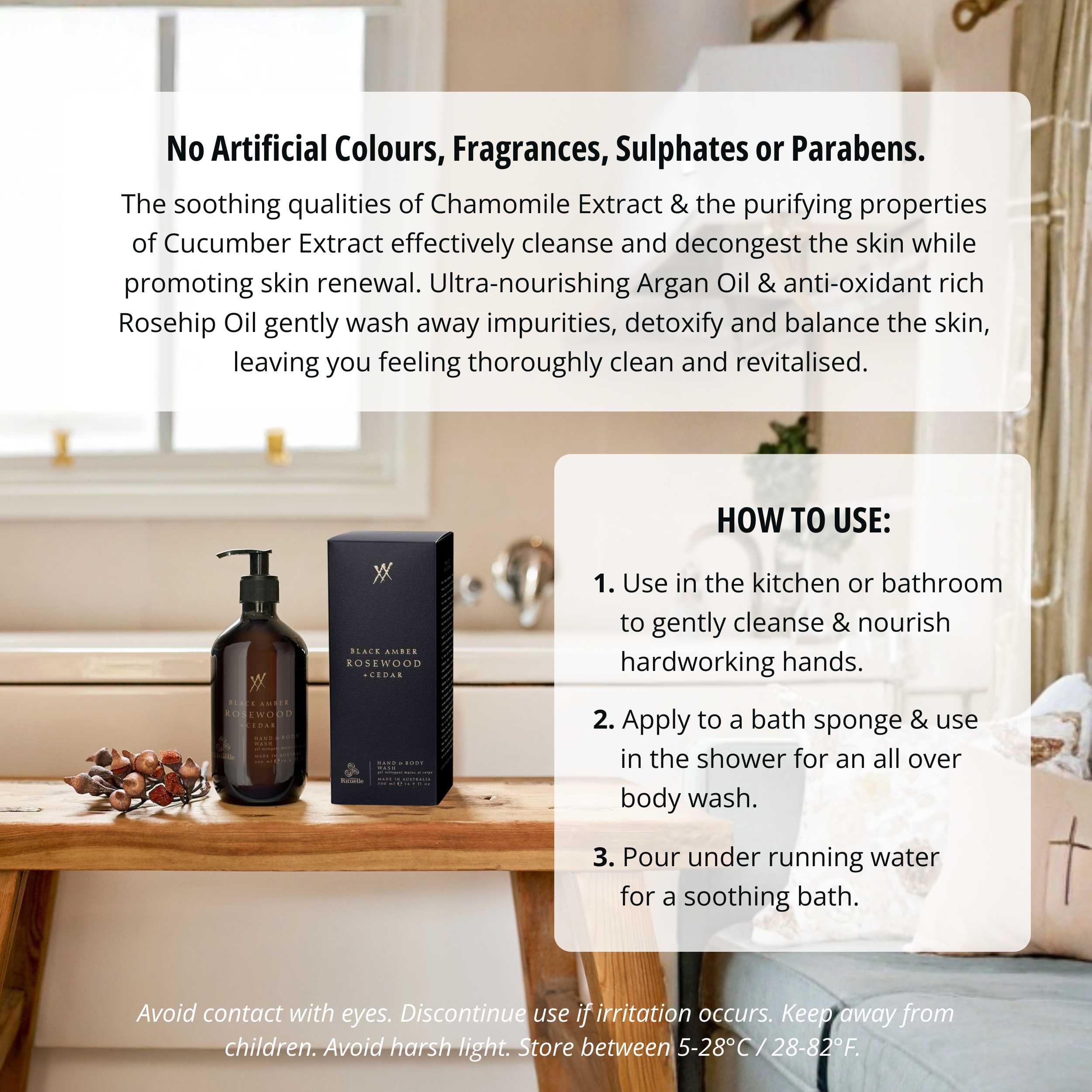 Black Amber, Rosewood & Cedar<br> Hand & Body Wash | 500ml